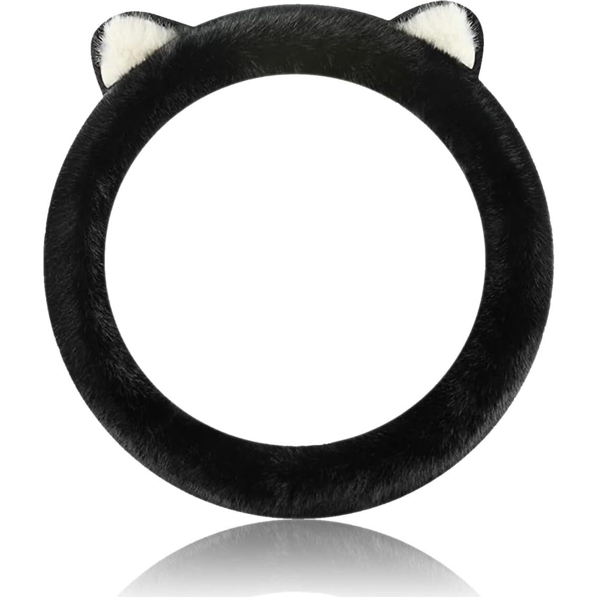 Funda de Volante de Coche Couslcd 15" Negra con Orejas de Gato