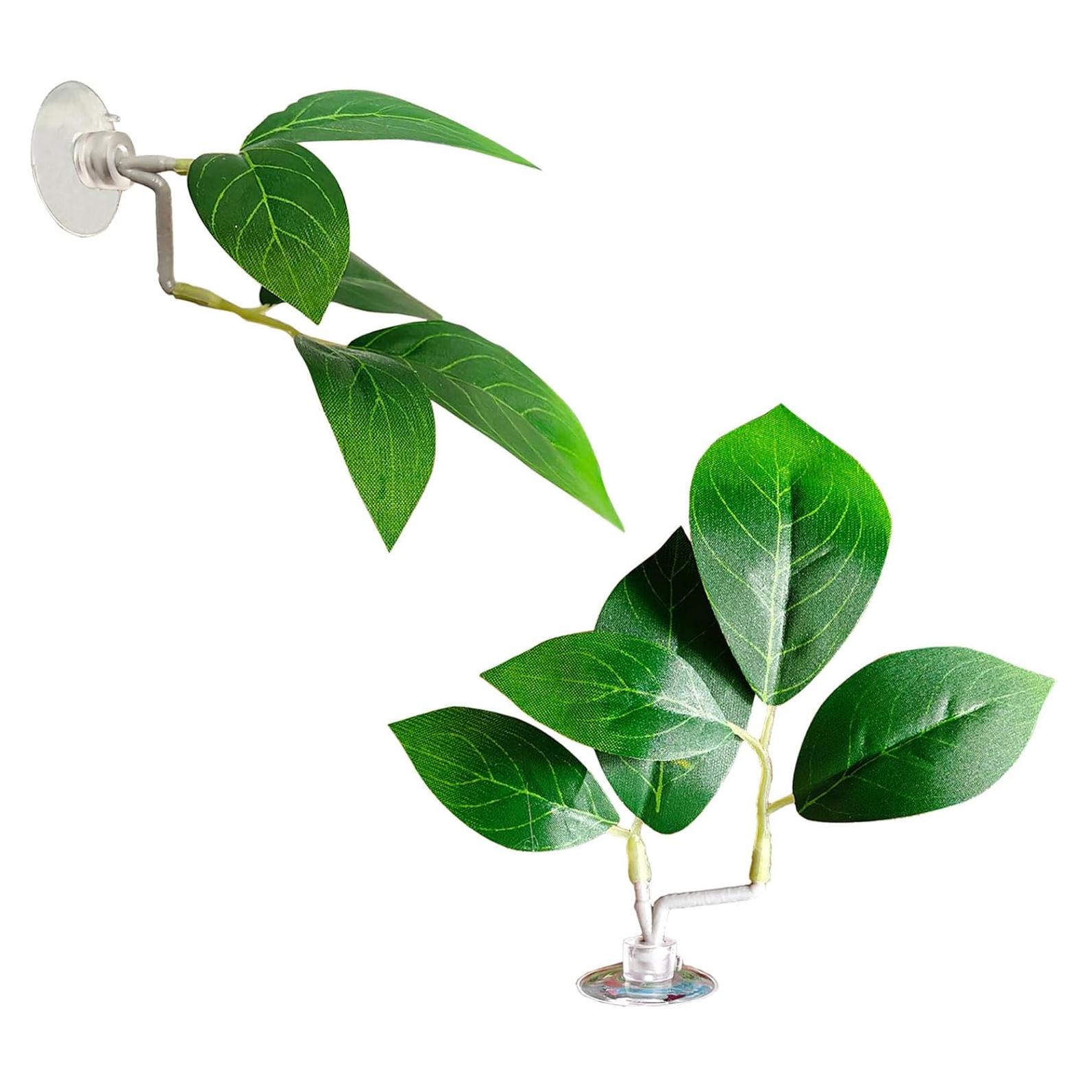 Fish Leaf Pad Fish Tank Accessories Aquarium Décor Simulating 2 pcs Adjustable Plastic Plants Betta Natural Habitat Playing Spawn Breed Rest Bed with Suction Cup Multi Leaf Design (2)