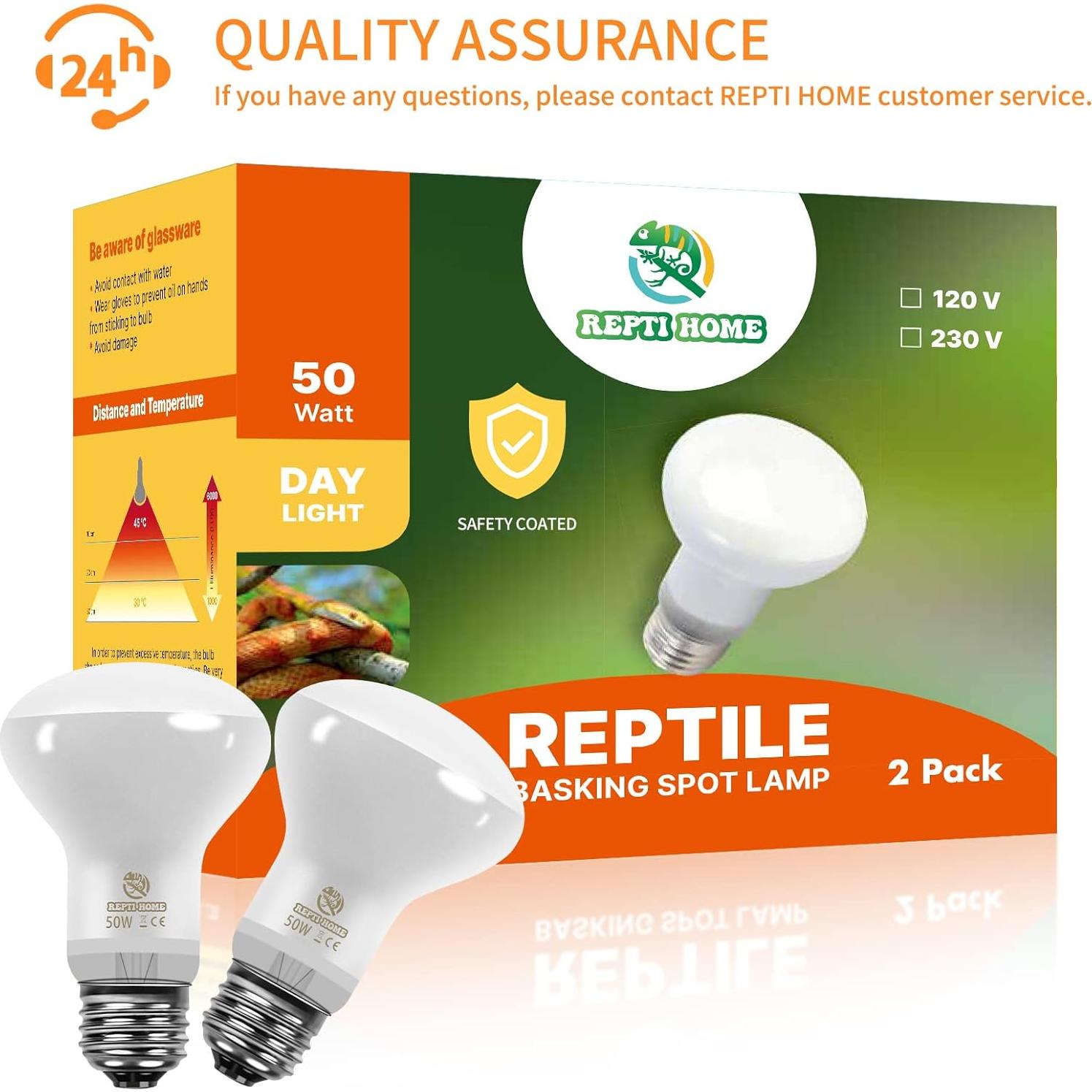 Bombilla de Calor para Reptiles REPTI HOME 50W Paquete de 2