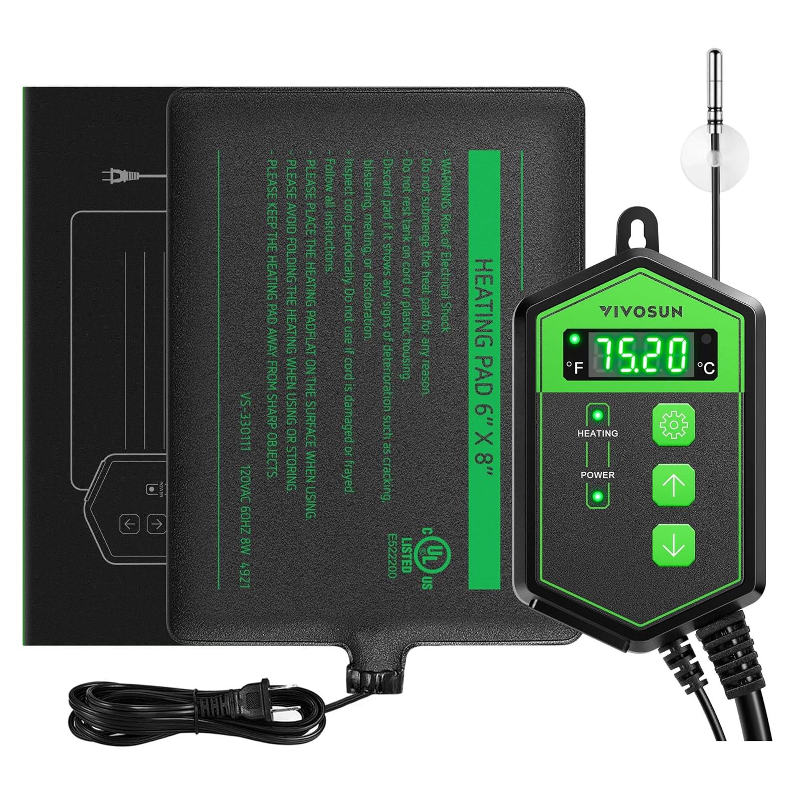 Almohadilla Térmica para Reptiles VIVOSUN 15x20 cm con Termostato