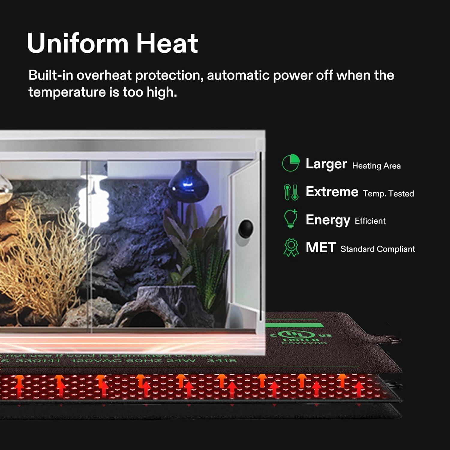 Almohadilla Térmica para Reptiles VIVOSUN 15x20 cm con Termostato