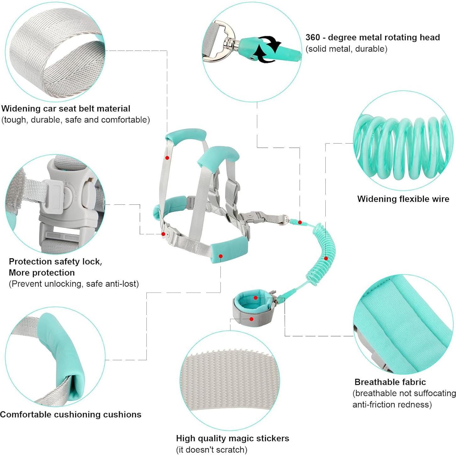 Correa Antipérdida para Niños Blisstime 2 en 1 Verde Menta
