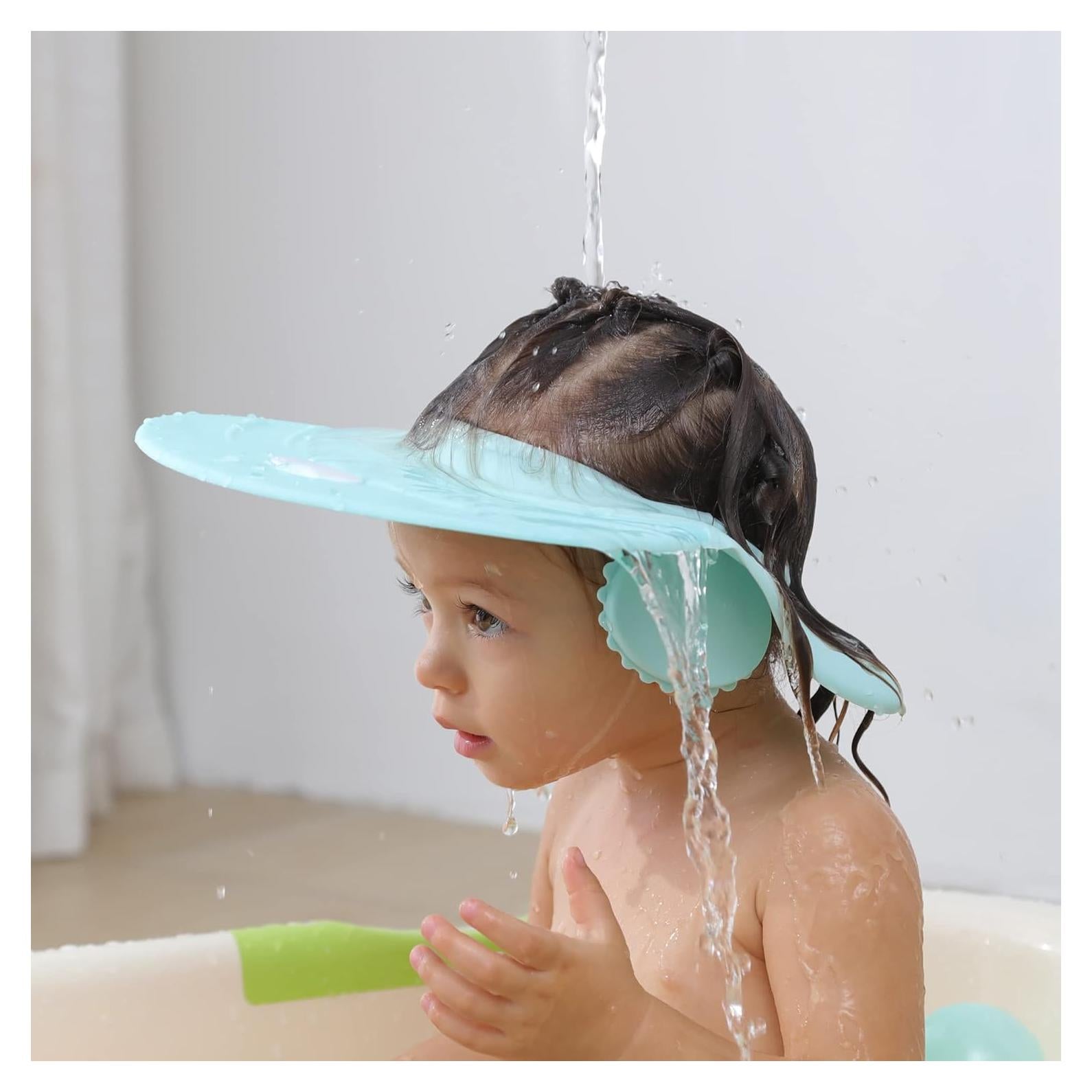 Gorra de Ducha para Bebés Azul - Protección Ojos y Oídos