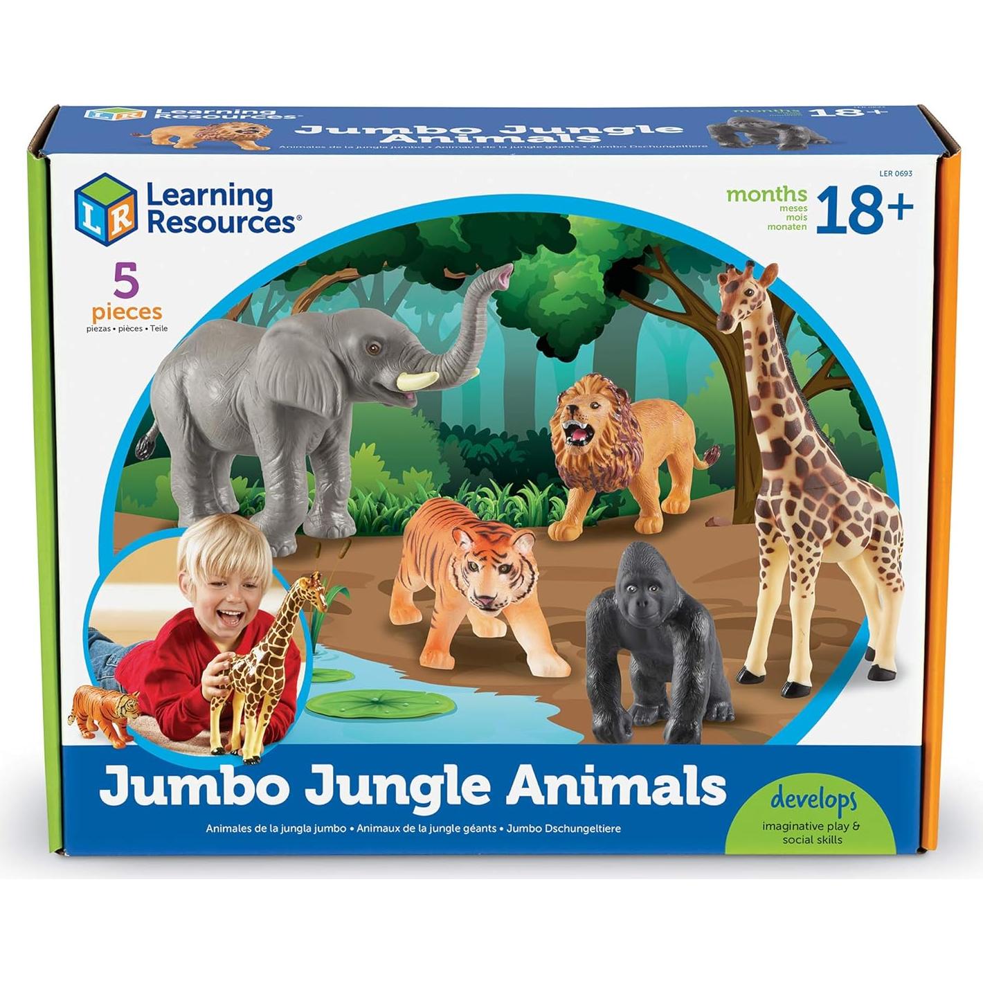 Juguetes de Animales de la Jungla Jumbo Recursos de Aprendizaje - 5 Piezas