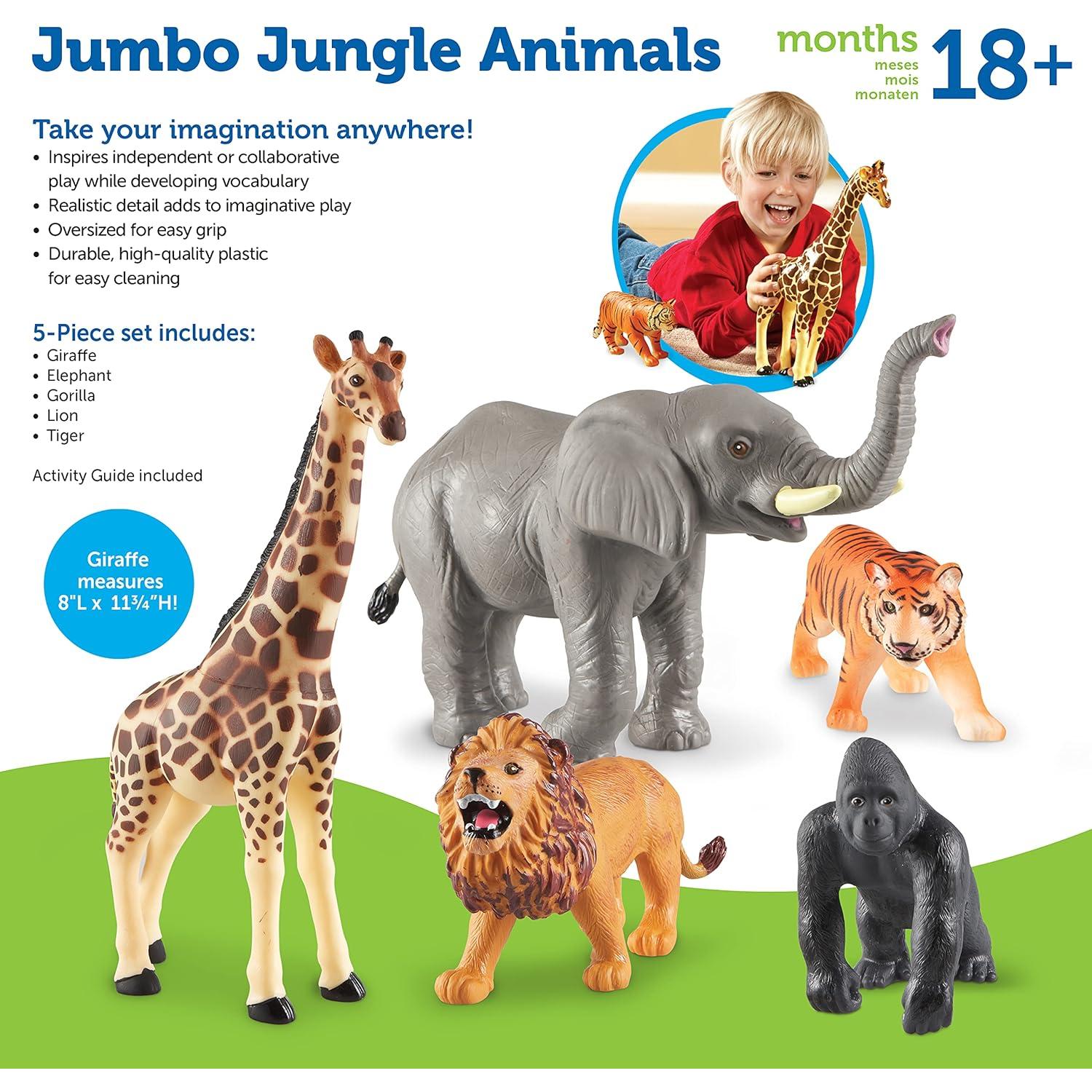 Juguetes de Animales de la Jungla Jumbo Recursos de Aprendizaje - 5 Piezas