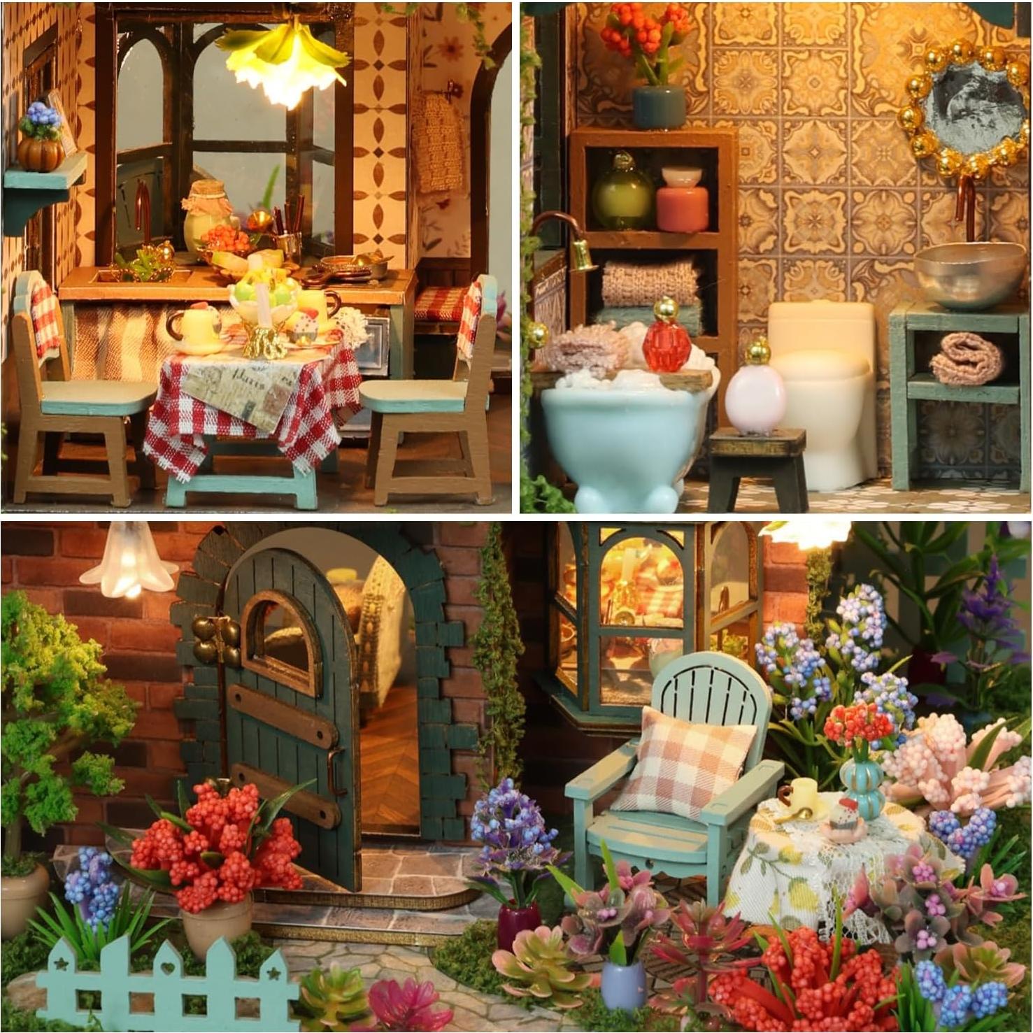 Kit de Casa en Miniatura DIY RHZN Casa Botánica 26x20x24cm