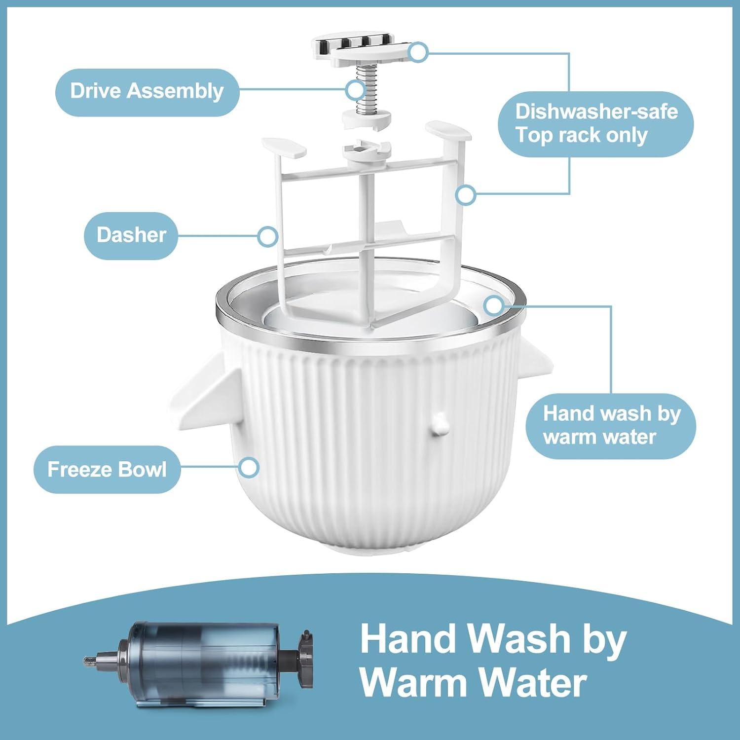 Máquina de Helados FORTHEAL para KitchenAid 2 Qt y Hielo Raspado