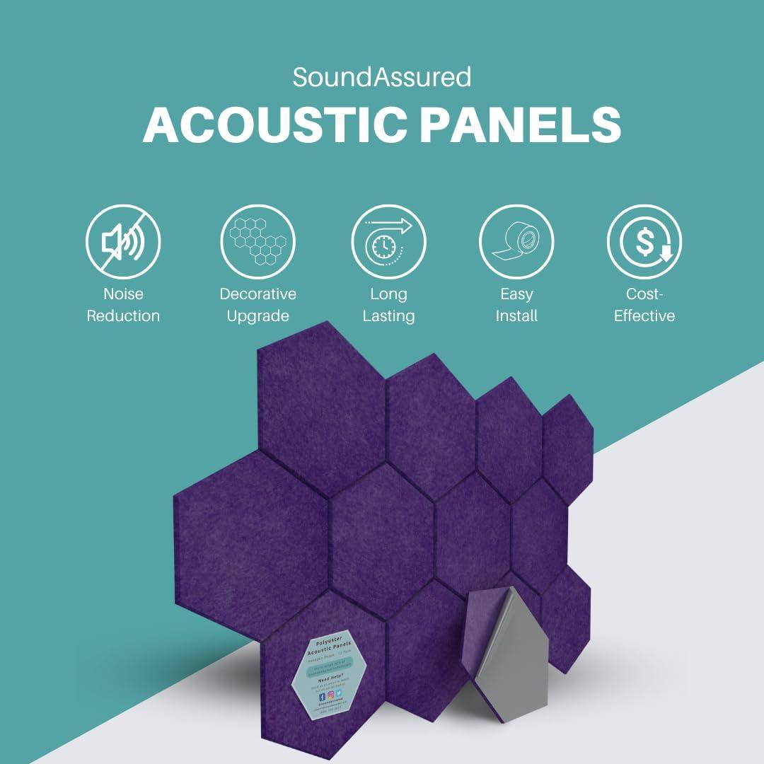 Paneles Acústicos Hexagonales SoundAssured - 12 Piezas Ecológicos