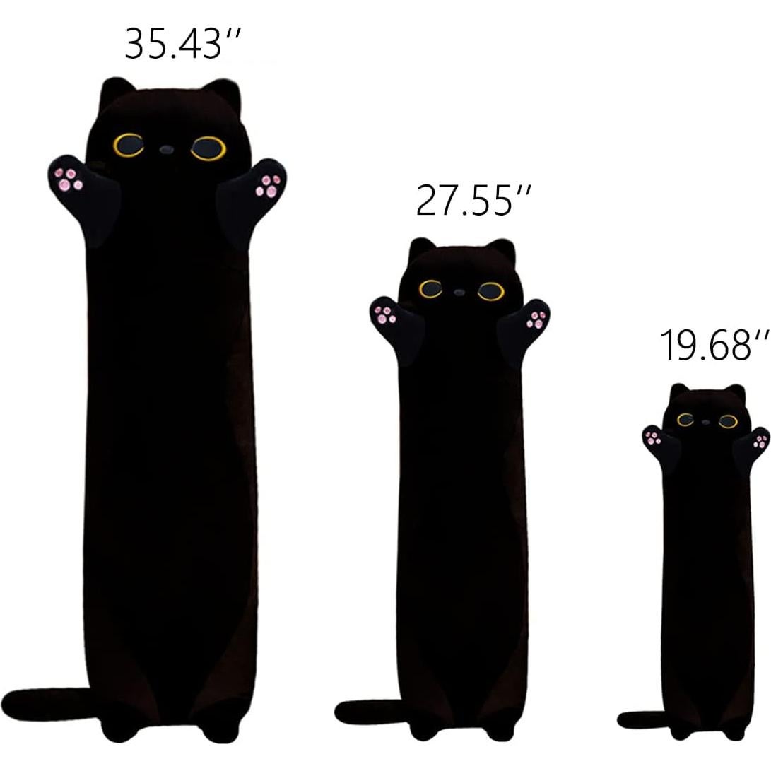 Almohada de Cuerpo Gato Negro Rexinc 50cm Suave Peluche