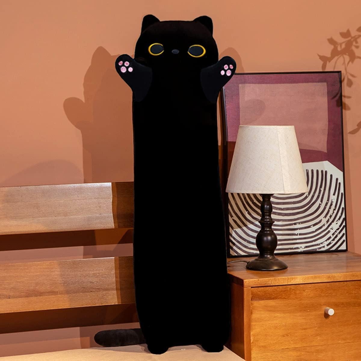 Almohada de Cuerpo Gato Negro Rexinc 50cm Suave Peluche