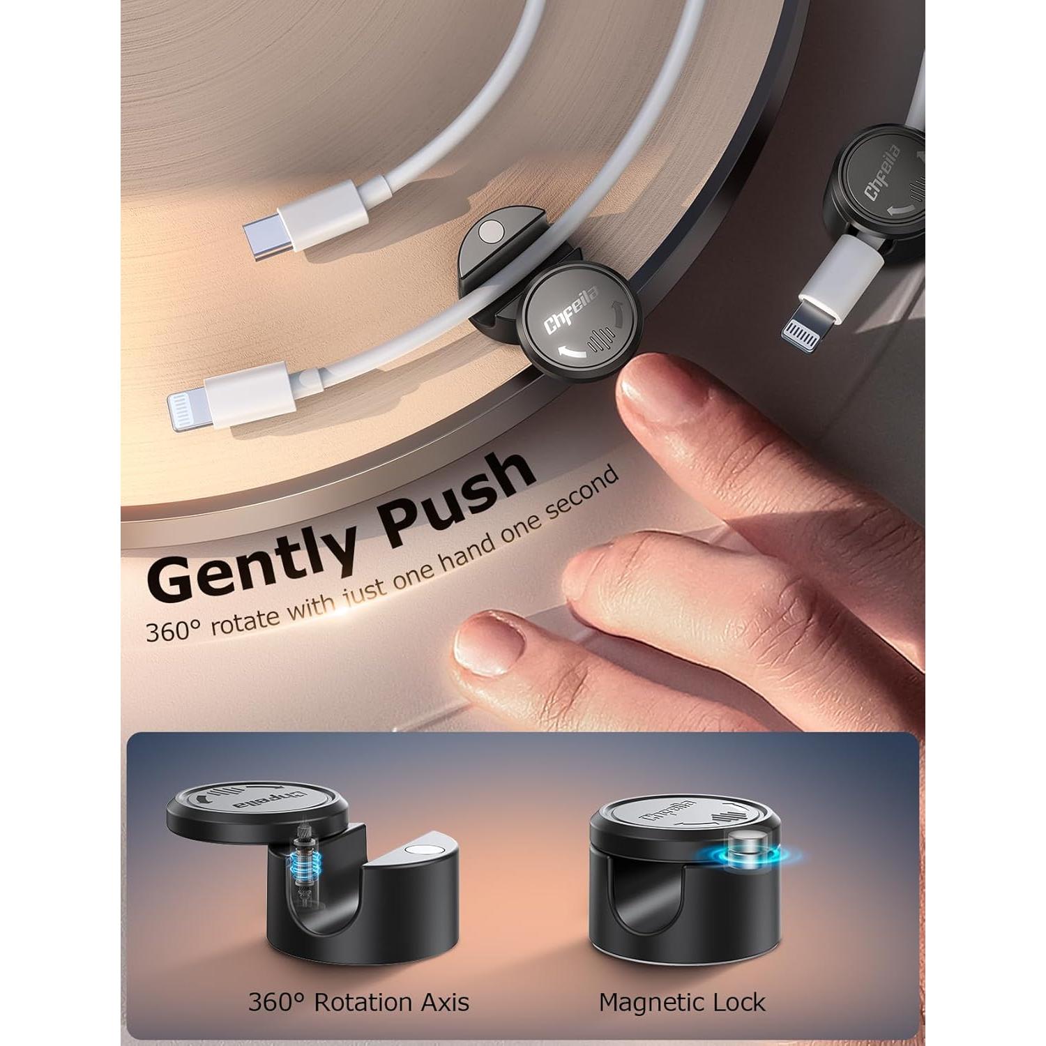 Organizador de Cables 9 Paquetes Chfeila Negro 360° Rotación