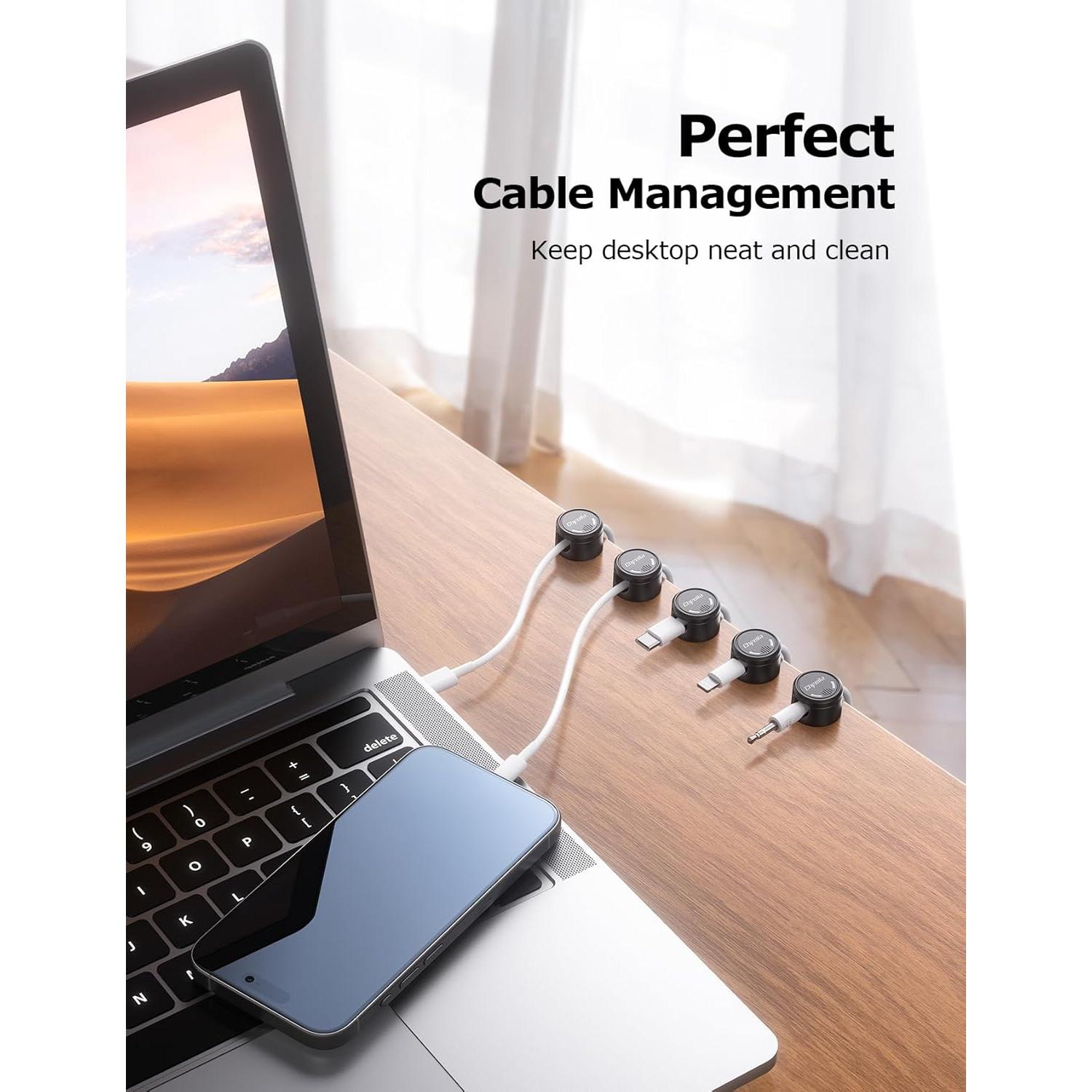 Organizador de Cables 9 Paquetes Chfeila Negro 360° Rotación