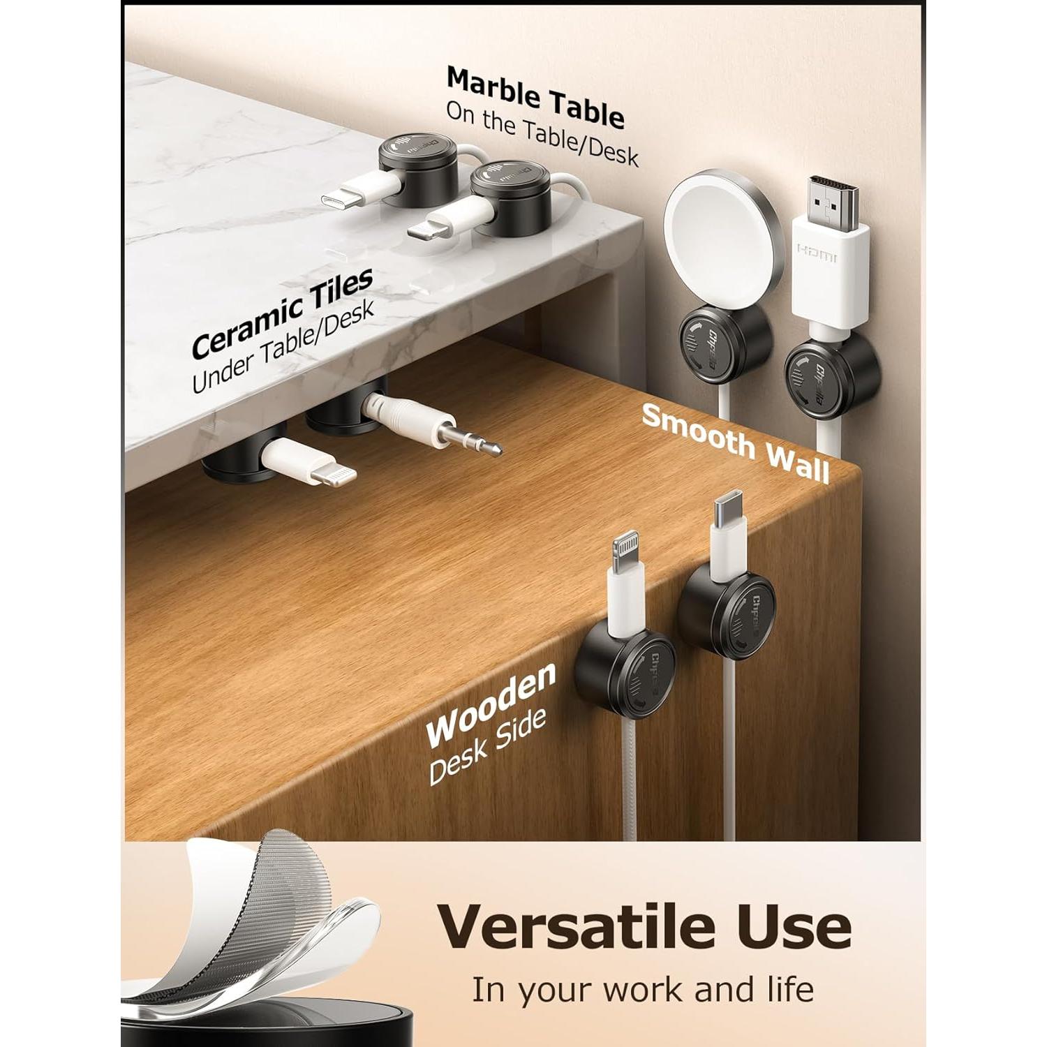 Organizador de Cables 9 Paquetes Chfeila Negro 360° Rotación