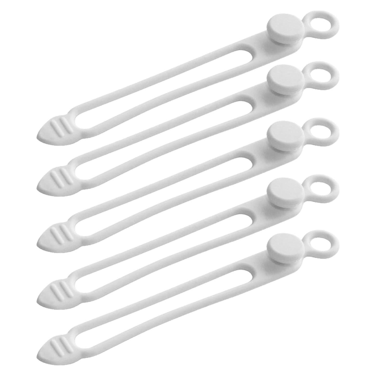 Bridas de Silicona TENOC 5 Pcs Blancas Organizador de Cables
