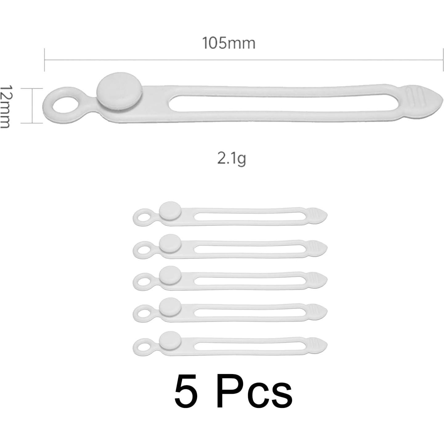 Bridas de Silicona TENOC 5 Pcs Blancas Organizador de Cables