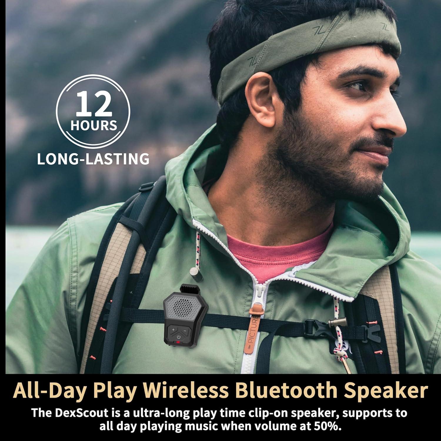 Altavoz Bluetooth DEXSCOUT Gris con Clip y 12h Batería