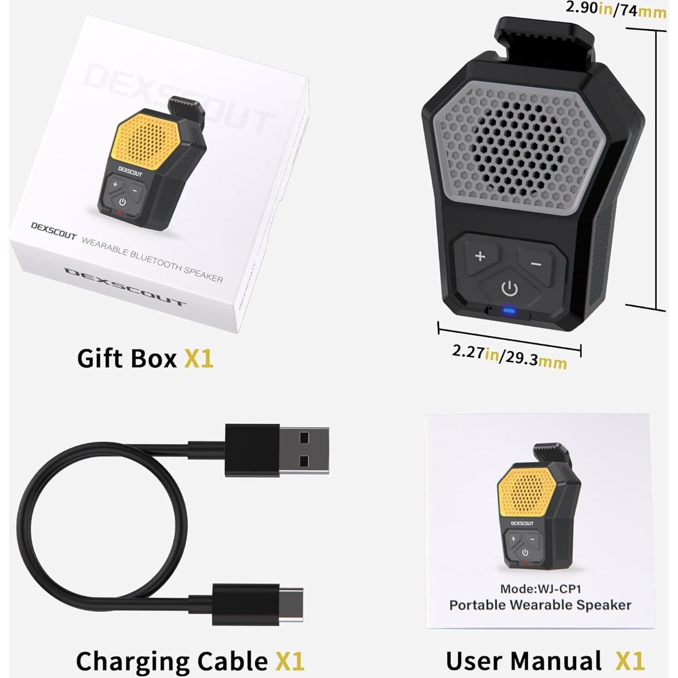 Altavoz Bluetooth DEXSCOUT Gris con Clip y 12h Batería