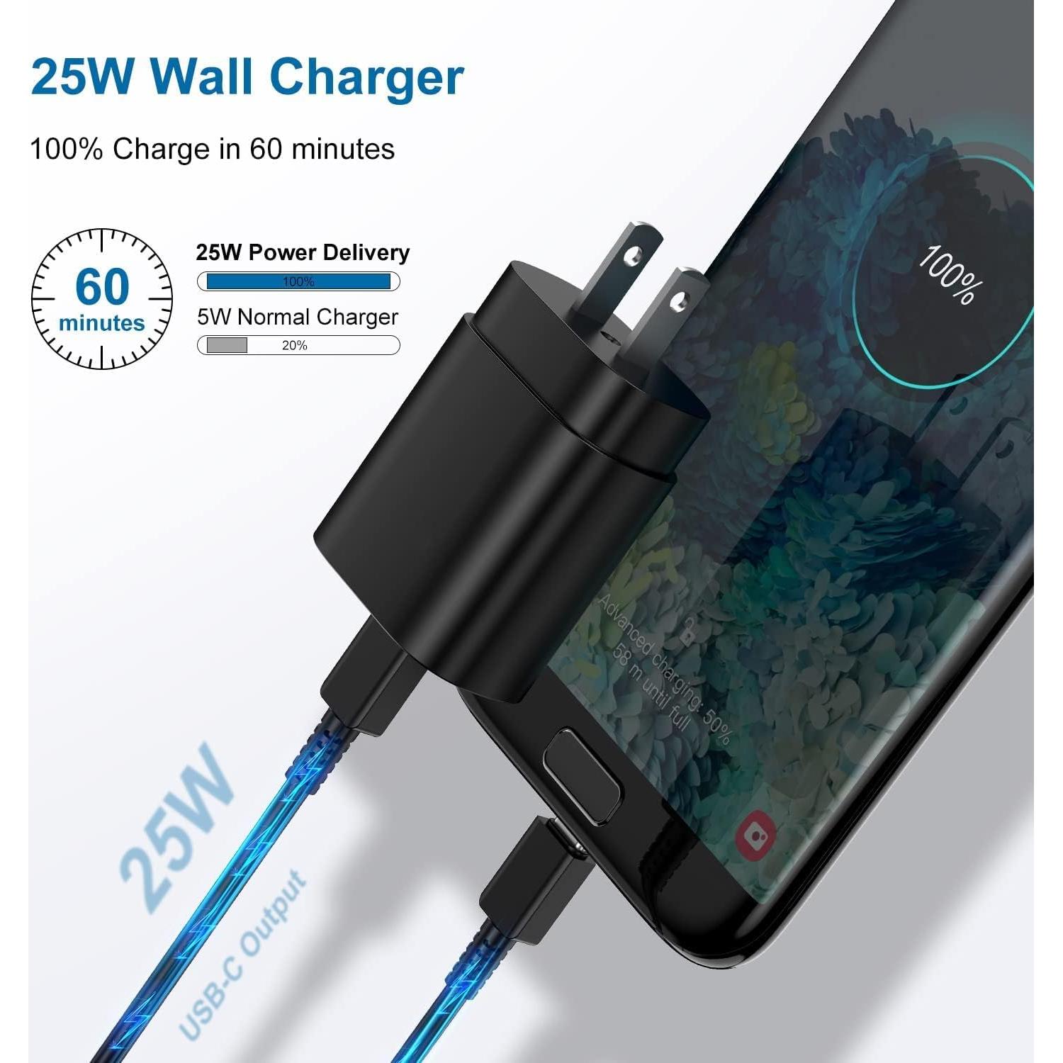 Cargador Rápido USB C 25W PD 2 Piezas para Samsung Galaxy