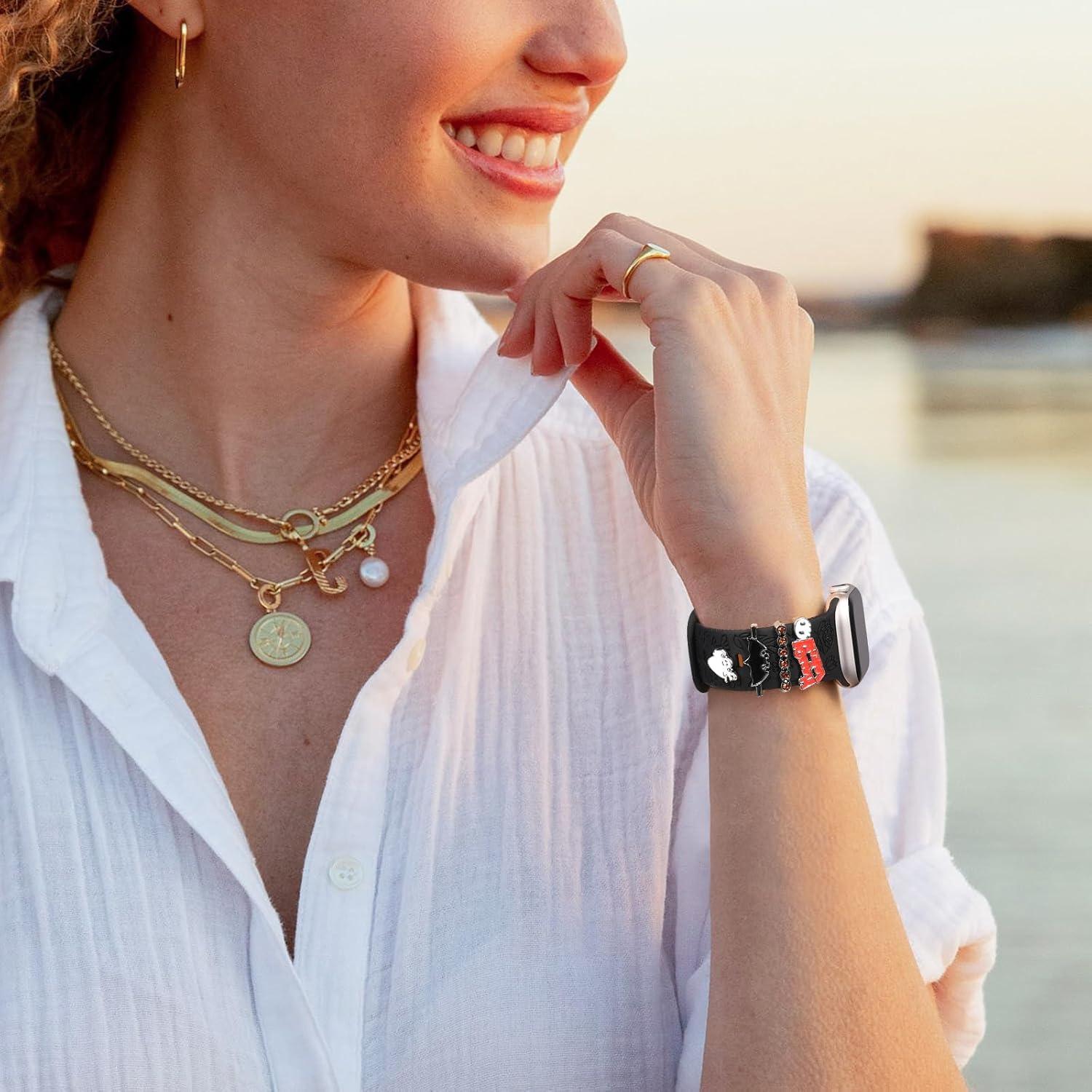 Banda de Silicona DaQin para Apple Watch 38-45mm con Charms