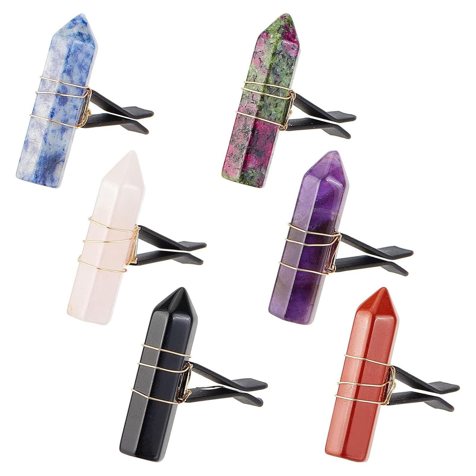 Clips de Ventilación de Coche OLYCRAFT 6pcs Gemas Naturales