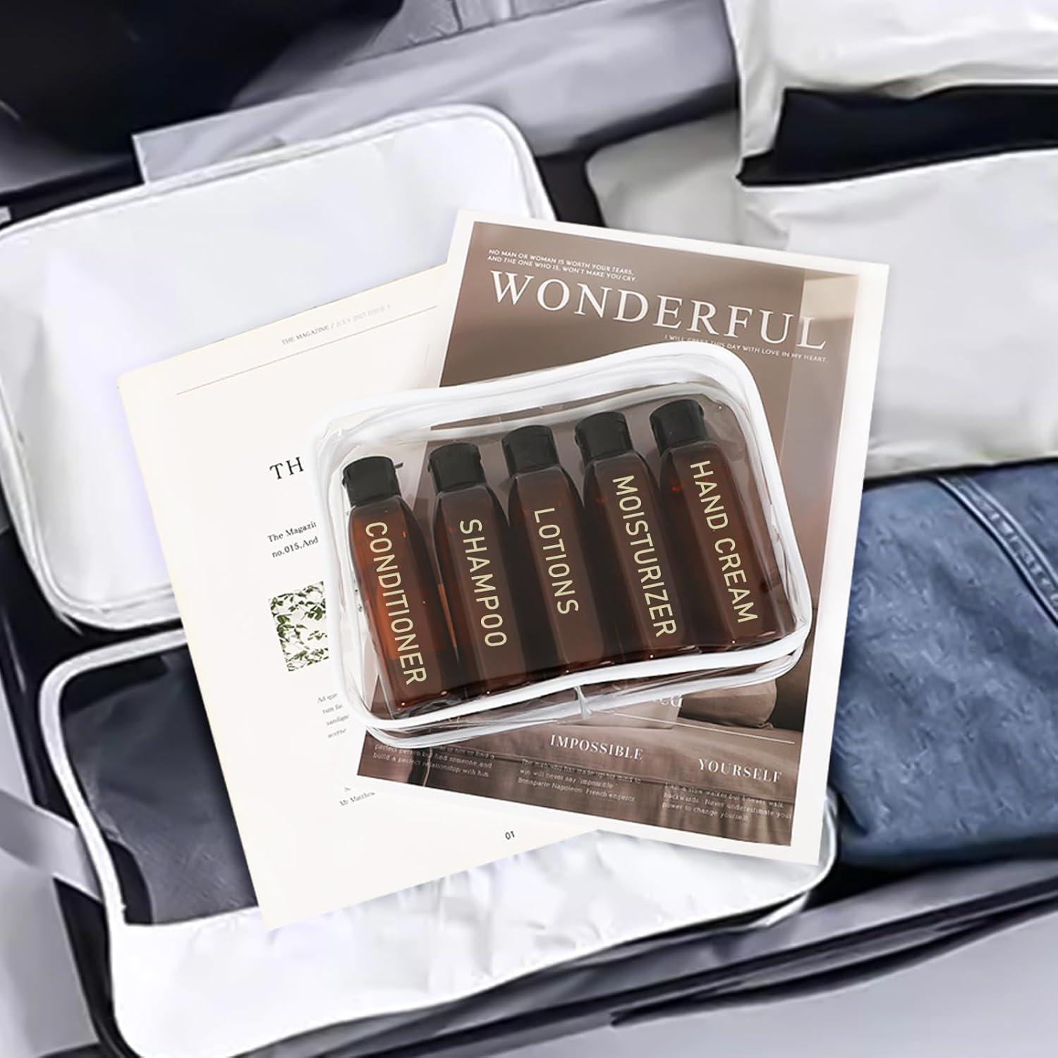 Set de 5 Botellas de Viaje CHEODIN 100ml A prueba de Fugas