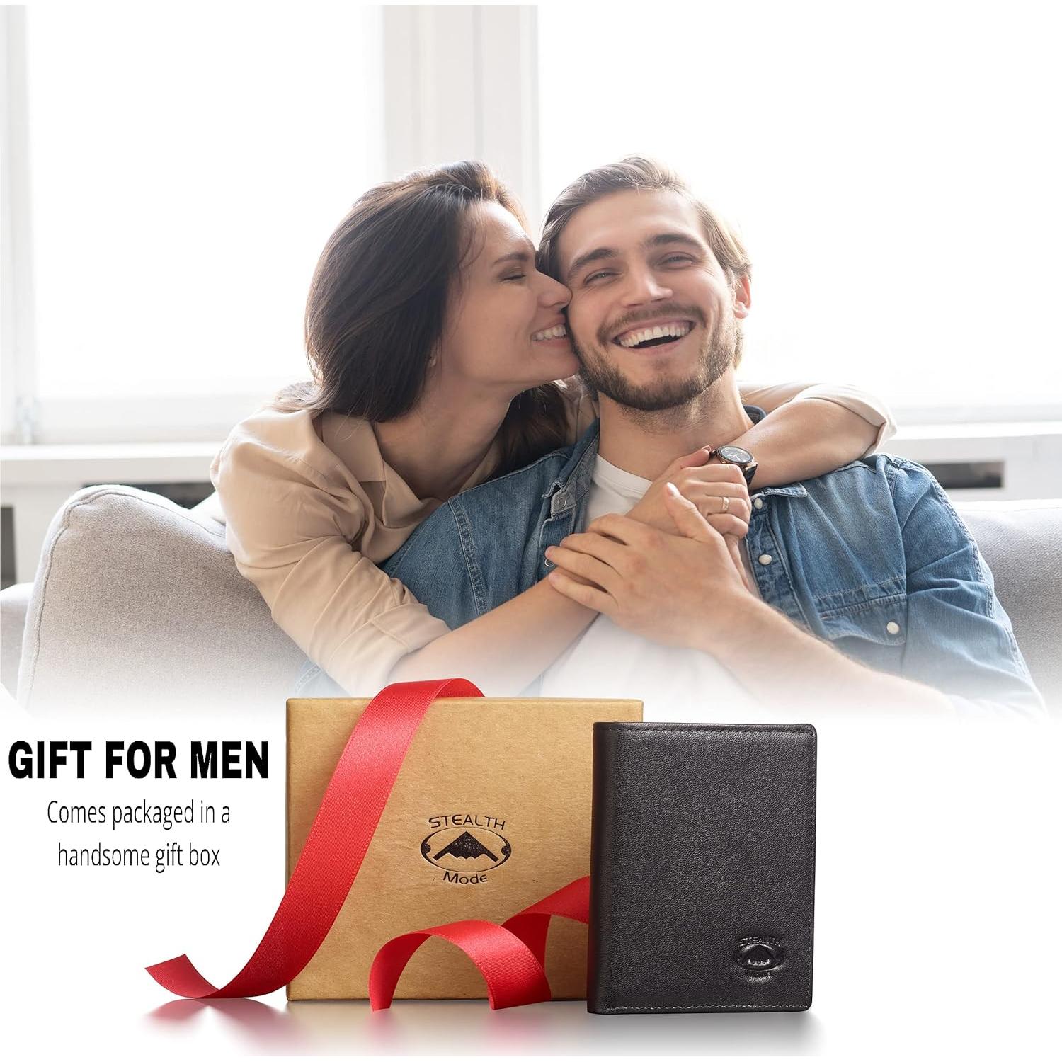 Billetera trifold de cuero Stealth Mode con bloqueo RFID