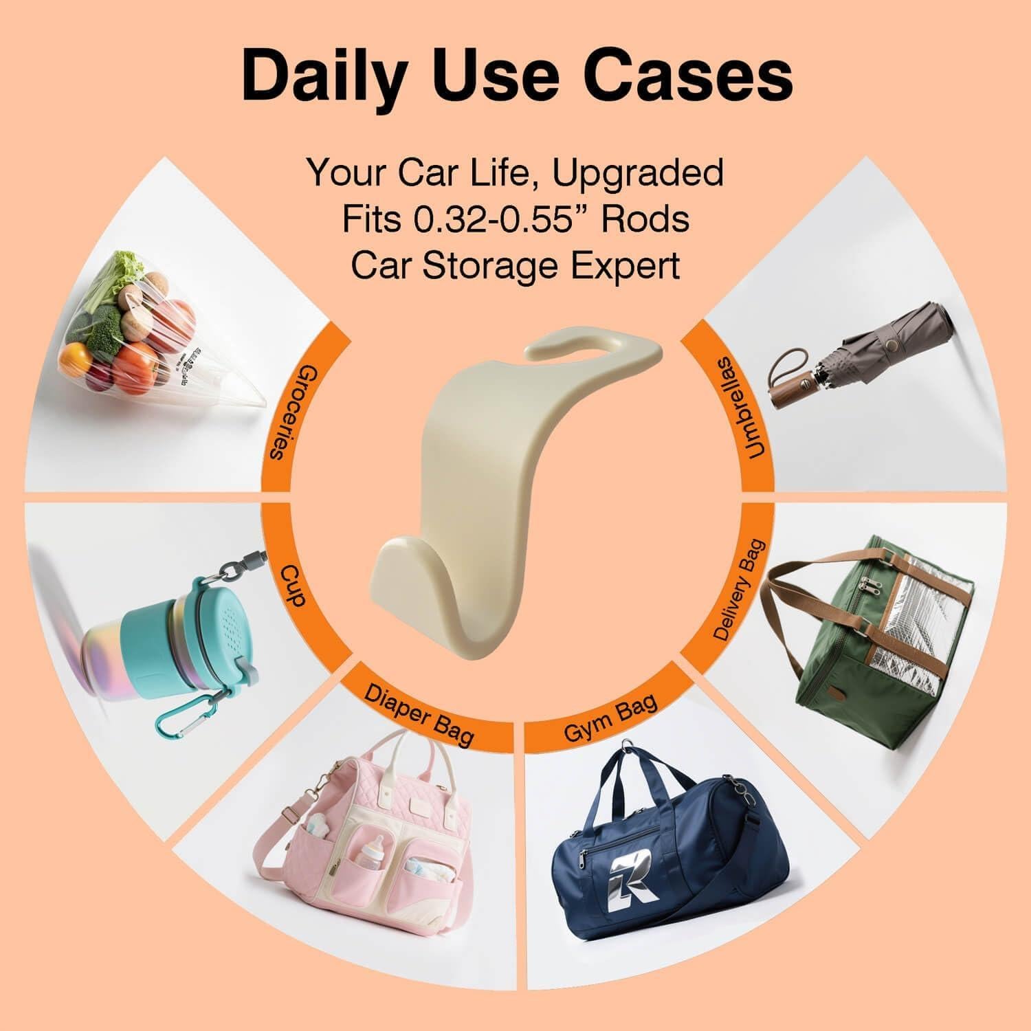 Ganchos para Reposacabezas KULOLO - Paquete de 4 Beige, 24.95 kg