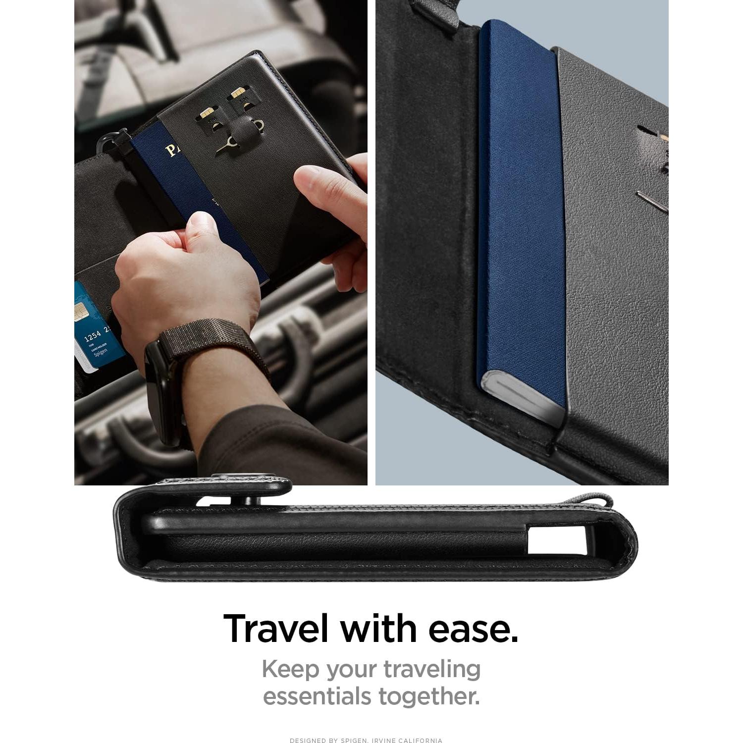 Cubierta de Pasaporte Spigen Life Holder Negro con Bloqueo RFID