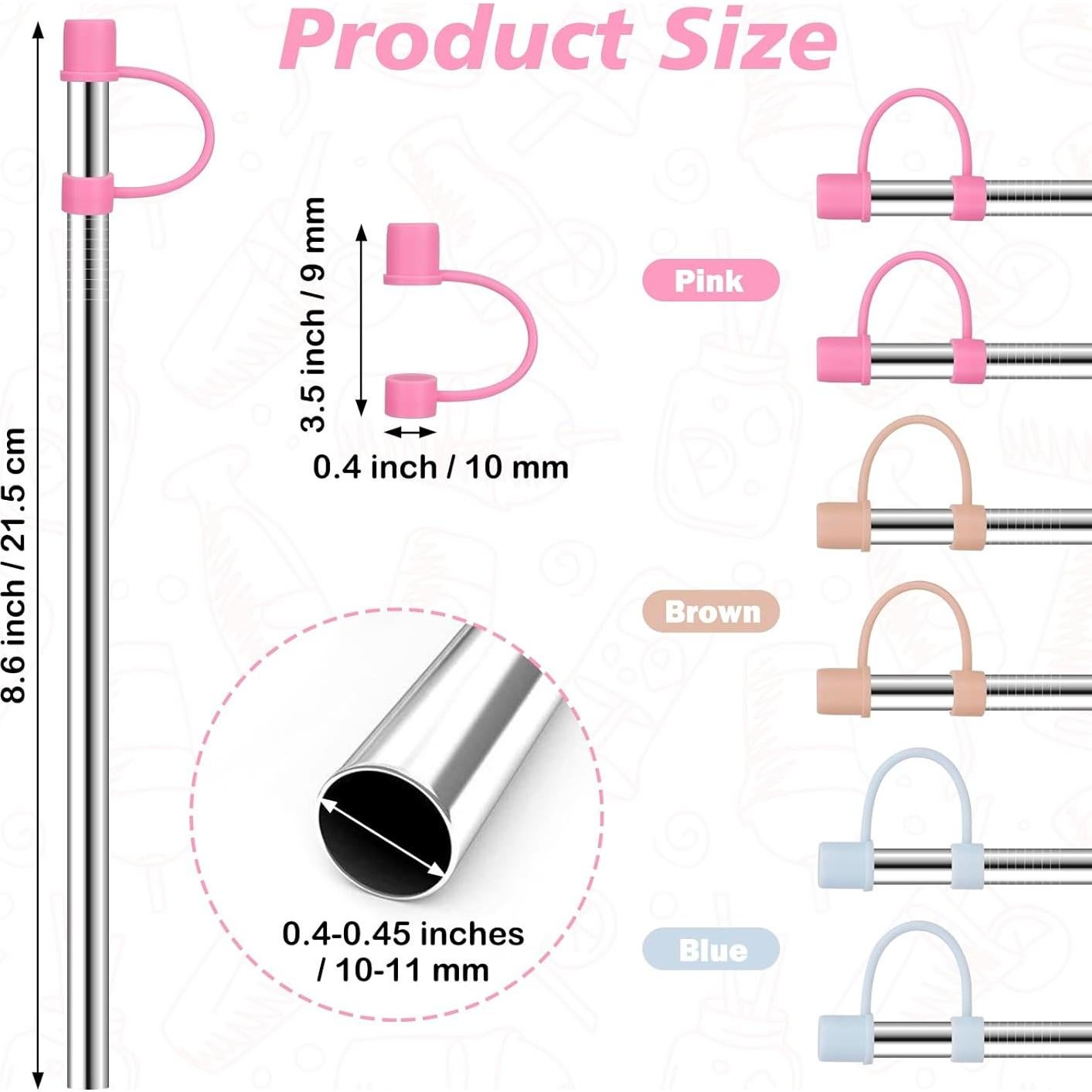 Popotes de Acero Inoxidable Jetstop 8.6" Reutilizables 6 Pzas
