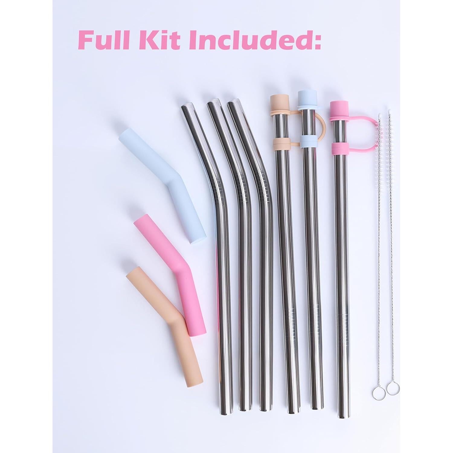 Popotes de Acero Inoxidable Jetstop 8.6" Reutilizables 6 Pzas