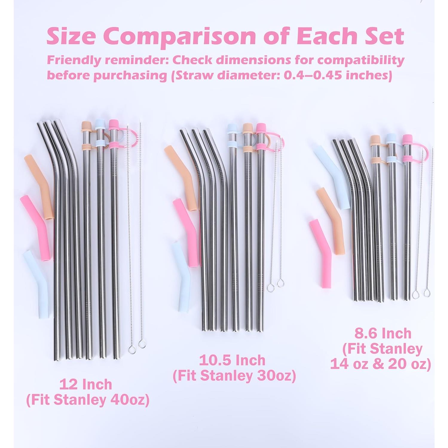 Popotes de Acero Inoxidable Jetstop 8.6" Reutilizables 6 Pzas