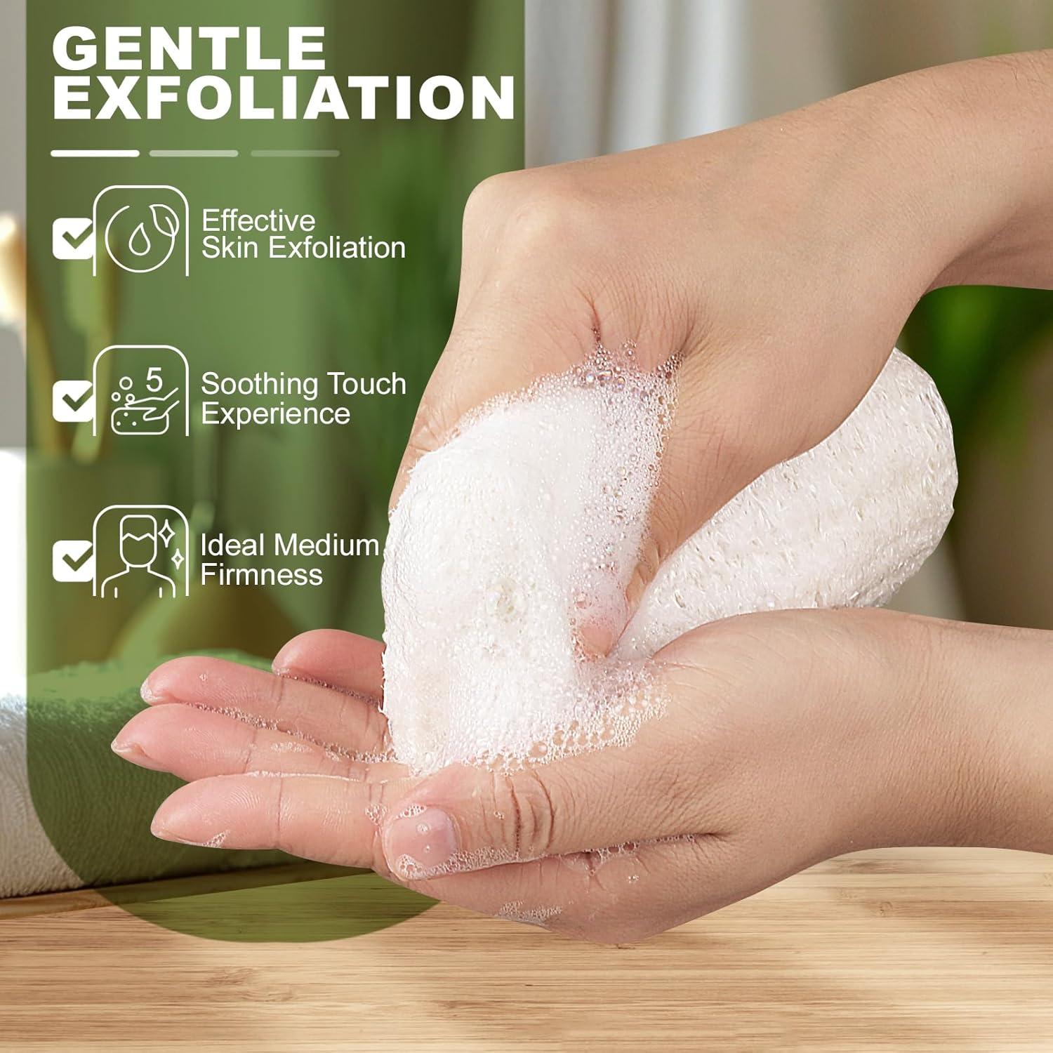 Esponja Exfoliante de Lufa Natural COZZLOMY, Set de 3 Piezas