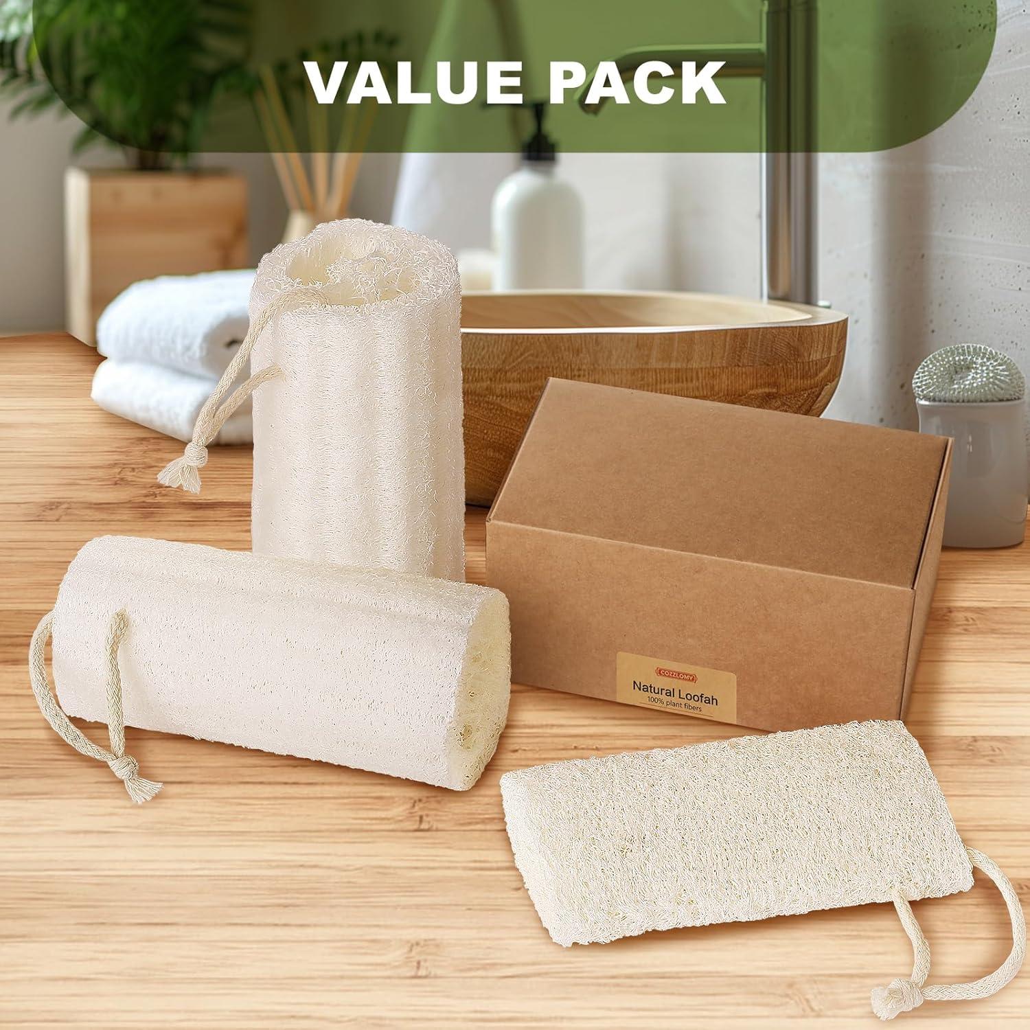 Esponja Exfoliante de Lufa Natural COZZLOMY, Set de 3 Piezas