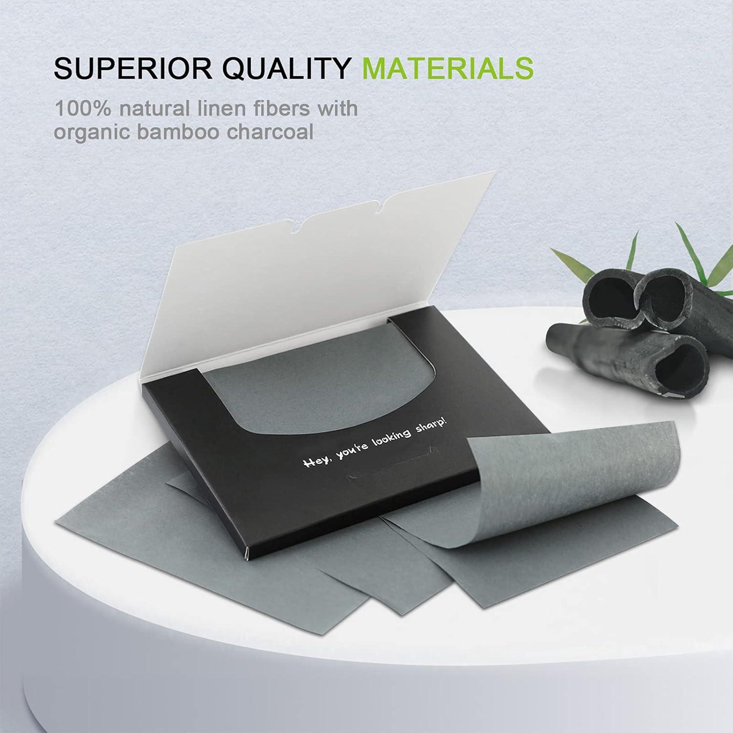 Papeles Absorbentes de Aceite Mirucoo 100 PCS Carbón de Bambú