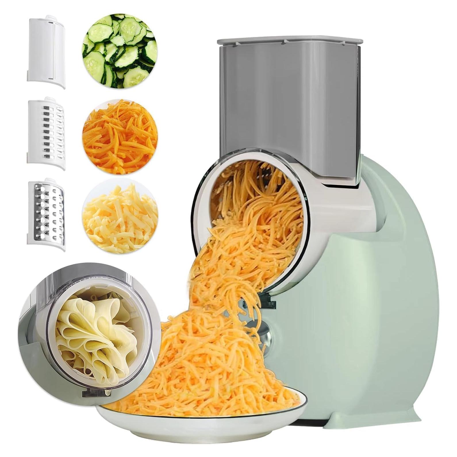 Rallador Eléctrico de Queso YonQu con 3 Cuchillas Intercambiables