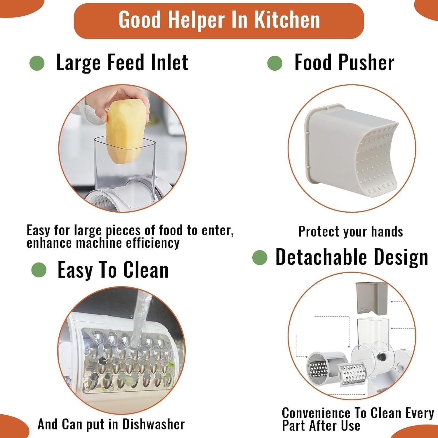 Rallador Eléctrico de Queso YonQu con 3 Cuchillas Intercambiables