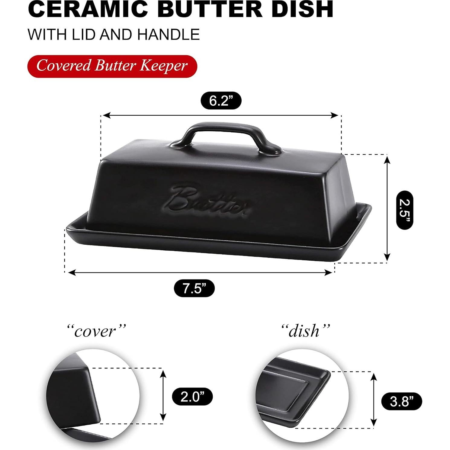 Plato de Mantequilla Cerámica Bruntmor Negro con Tapa 113g