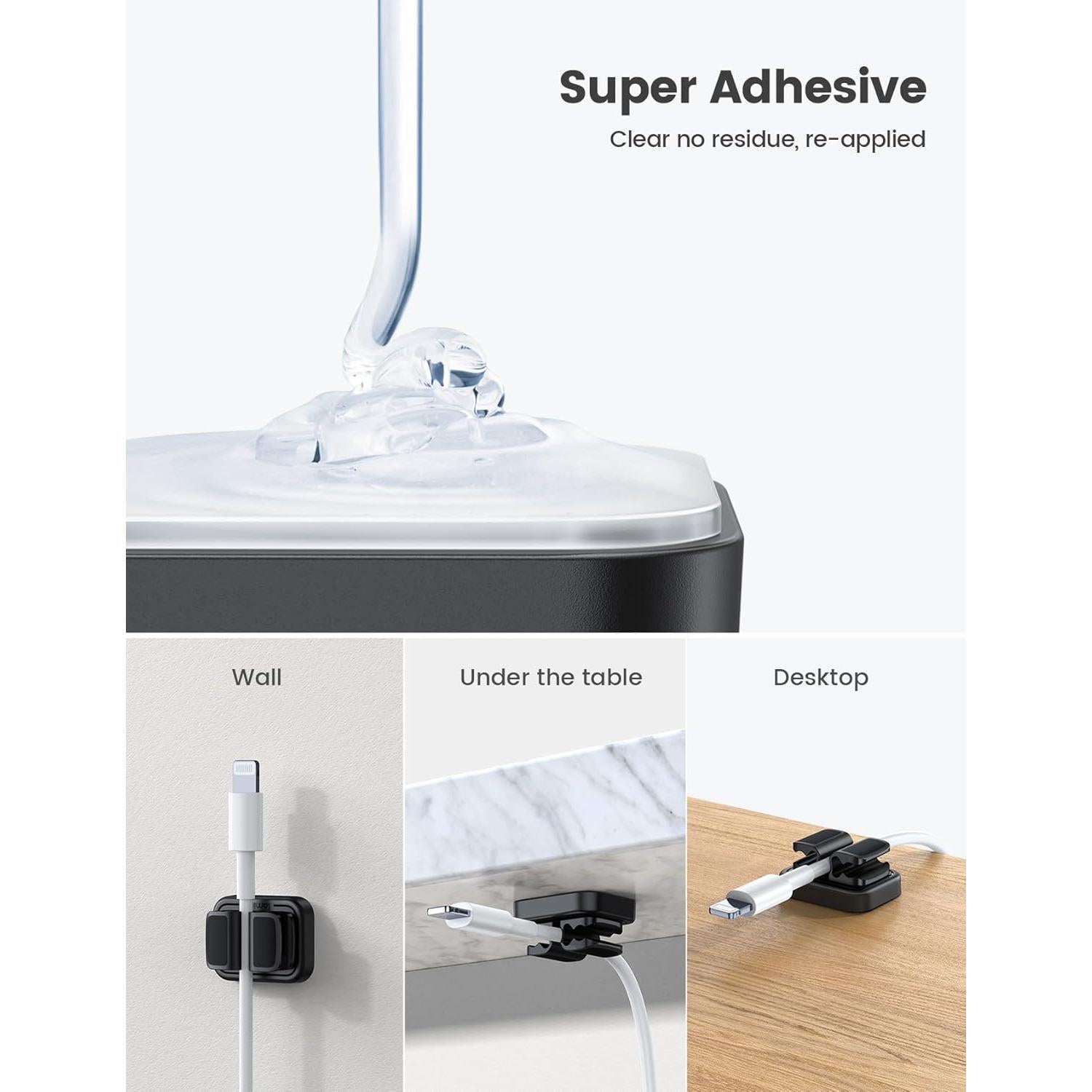 Organizador de Cables Lamicall Clip de Resorte 3 en 1 Negro