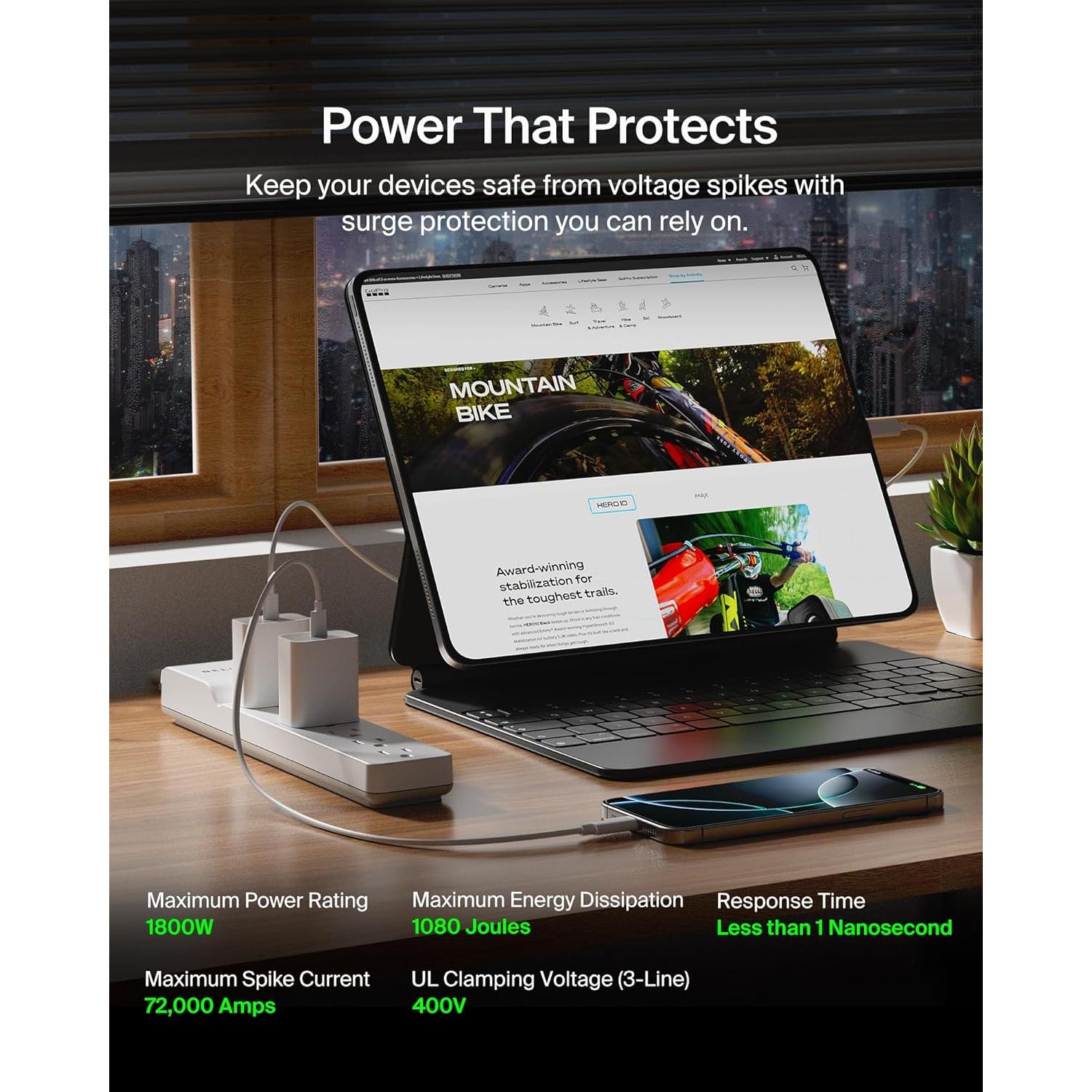 Protector de Sobretensión Belkin 6 Salidas 1080 Julios 1.8m