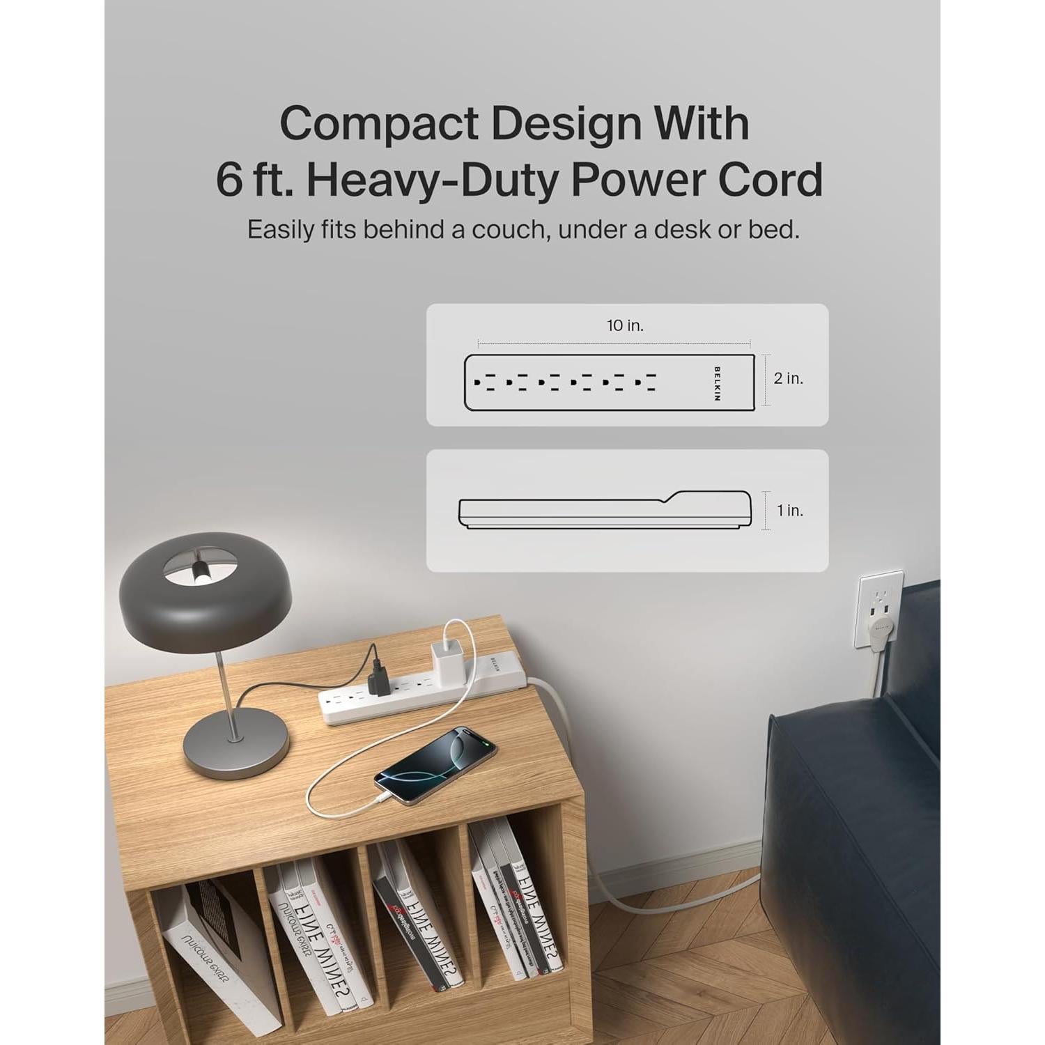 Protector de Sobretensión Belkin 6 Salidas 1080 Julios 1.8m