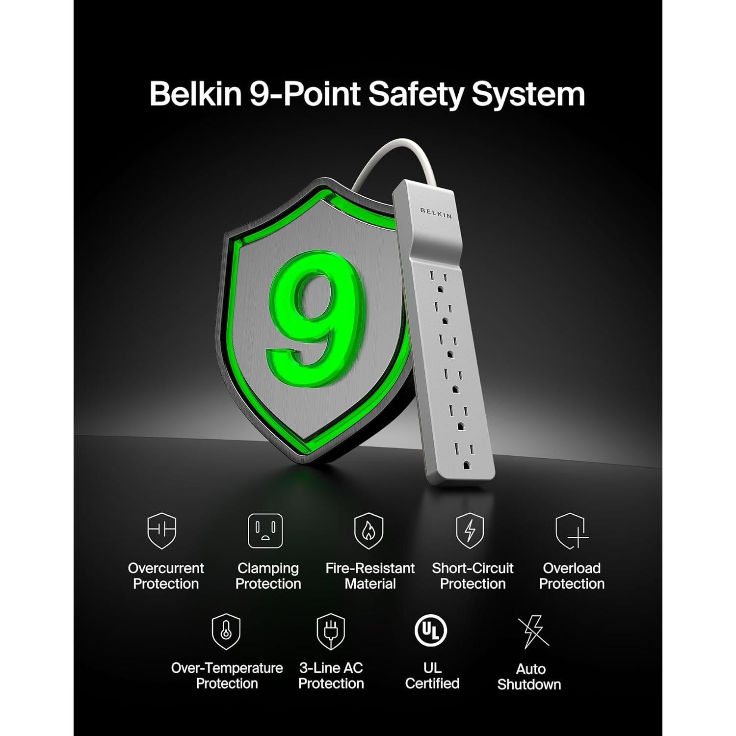 Protector de Sobretensión Belkin 6 Salidas 1080 Julios 1.8m