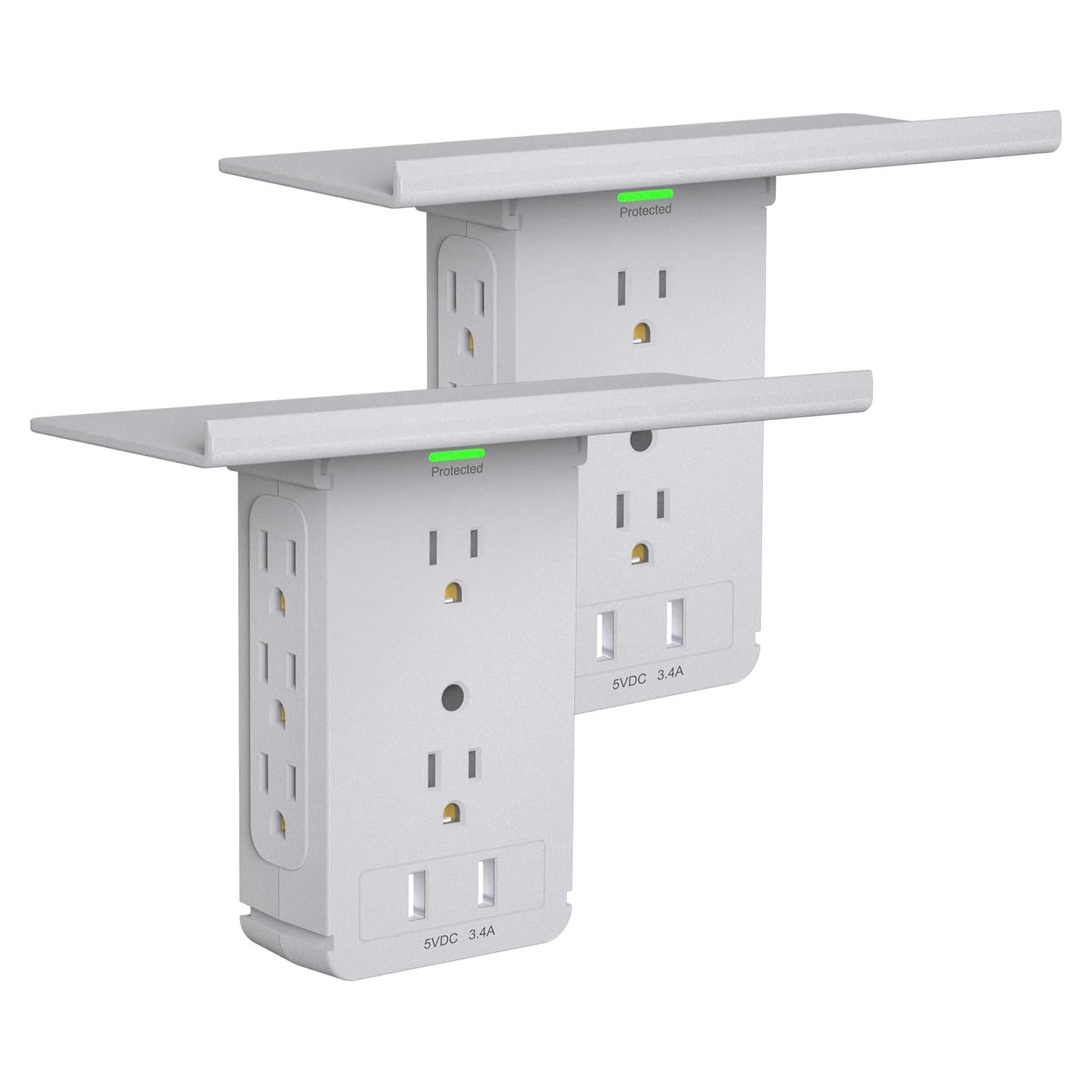 Estante de Pared CFMASTER con 8 Enchufes y 2 USB Gris