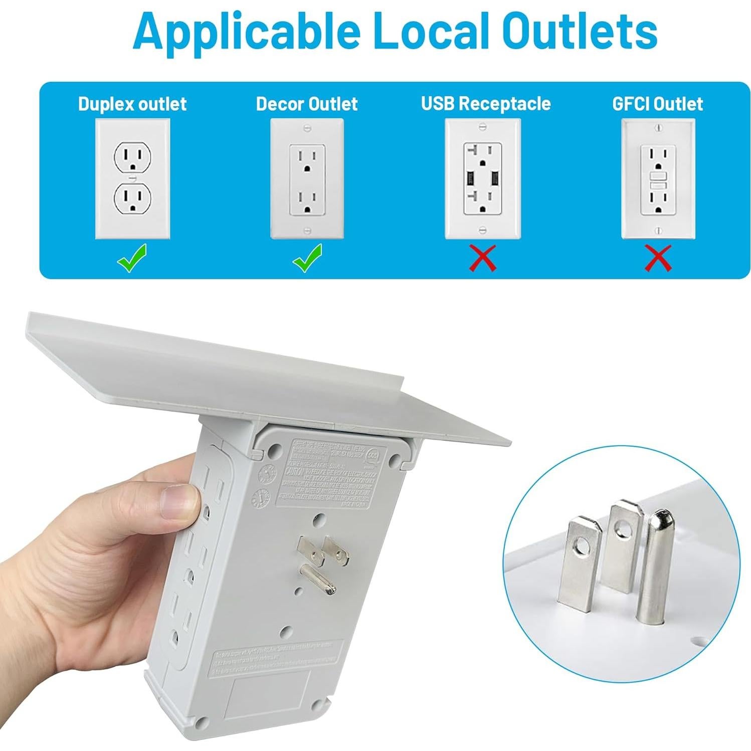 Estante de Pared CFMASTER con 8 Enchufes y 2 USB Gris