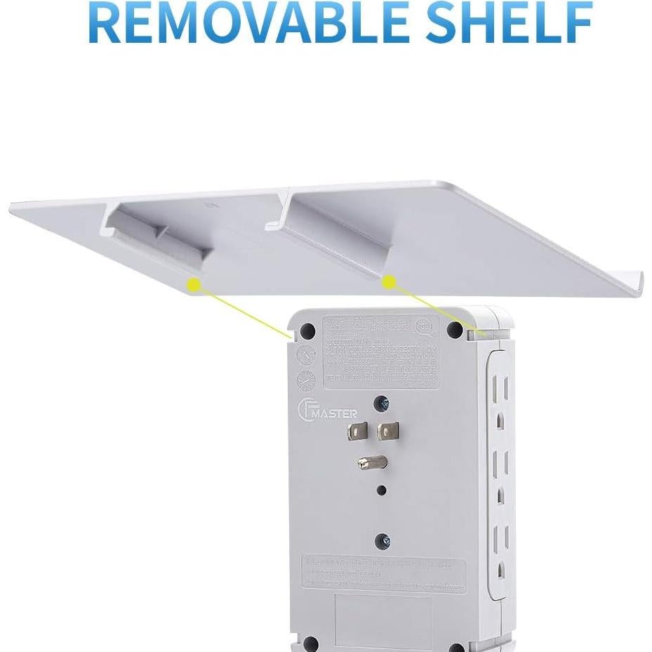 Estante de Pared CFMASTER con 8 Enchufes y 2 USB Gris