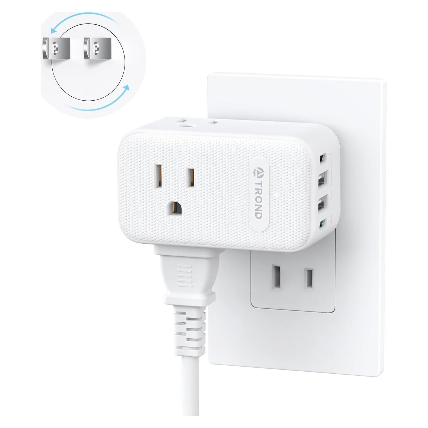 Adaptador de Enchufe TROND 2 a 3 Clavijas con USB-C 20W