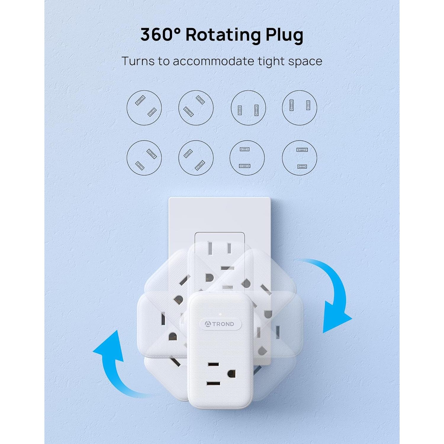 Adaptador de Enchufe TROND 2 a 3 Clavijas con USB-C 20W