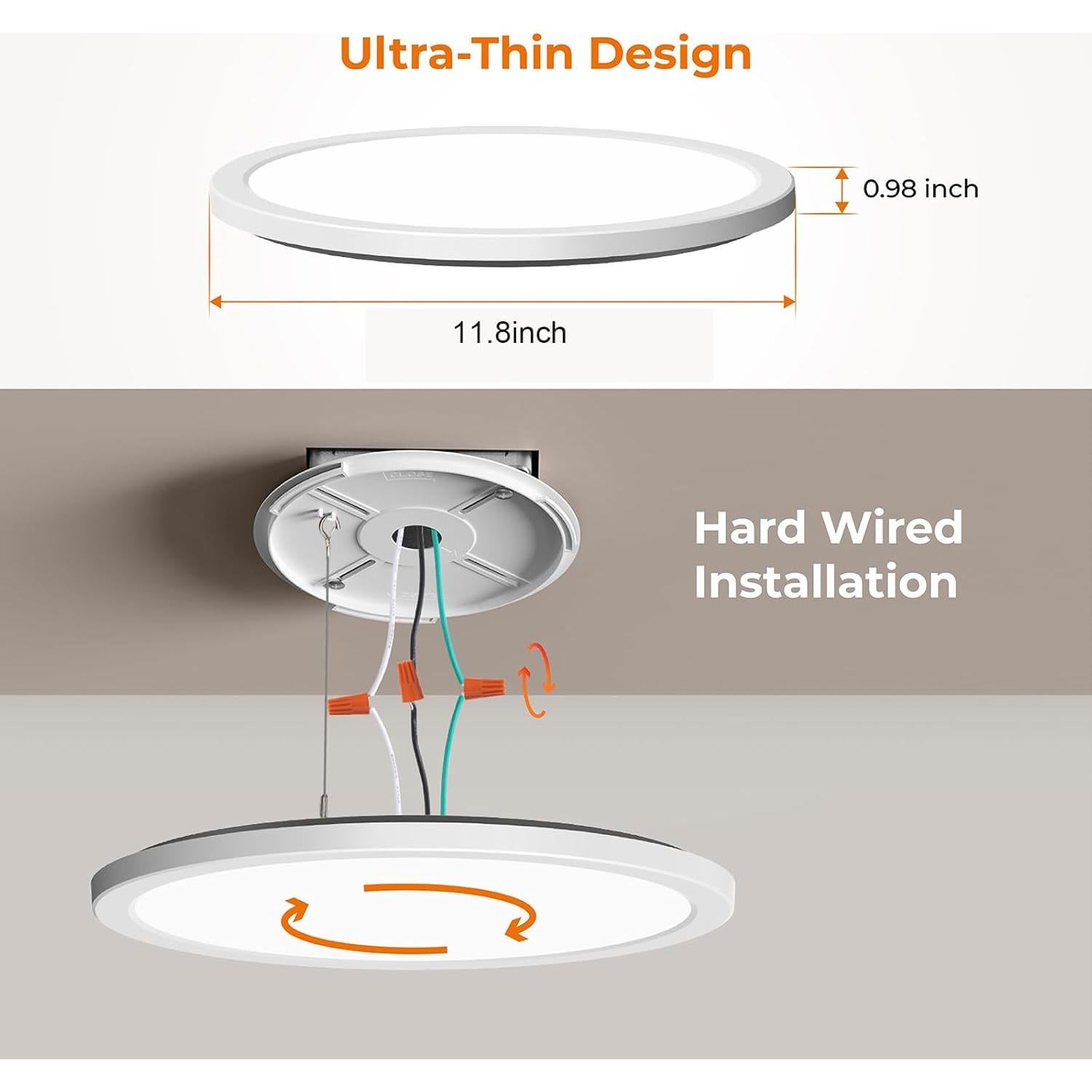 Luz de Techo LED Matane 2Pack con Sensor y Control Remoto 30.48cm