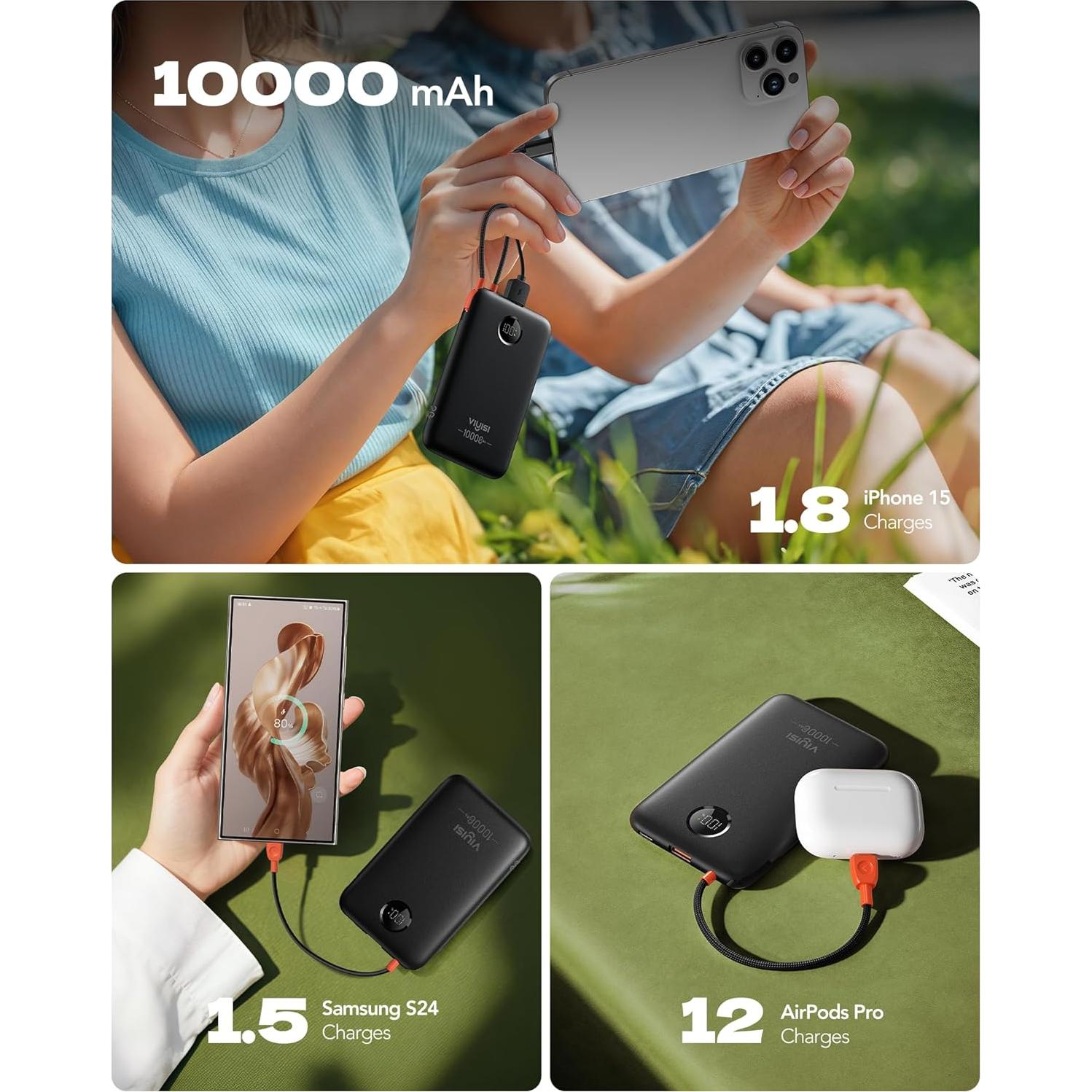 Cargador Portátil VIYISI 10000mAh Carga Rápida 22.5W USB-C