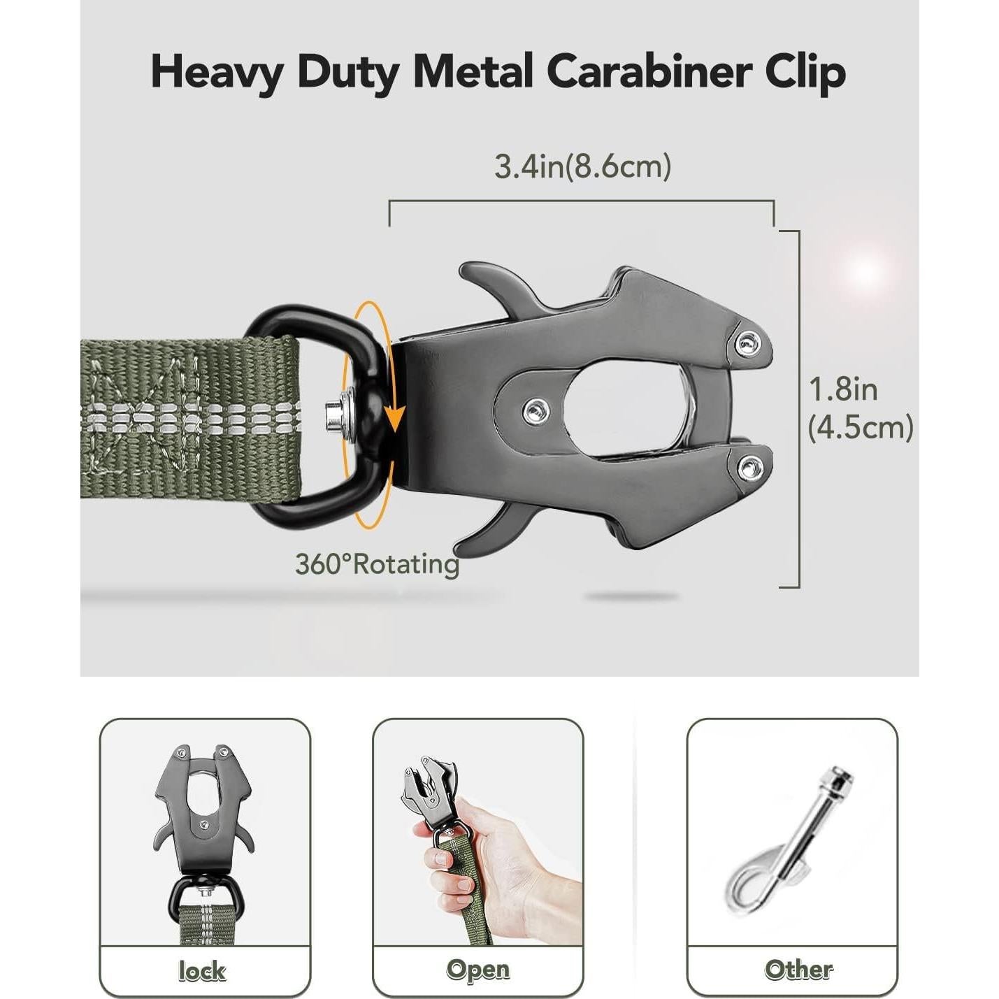 Correa Táctica para Perros Joytale 1.22-1.83m Bungee Verde Militar