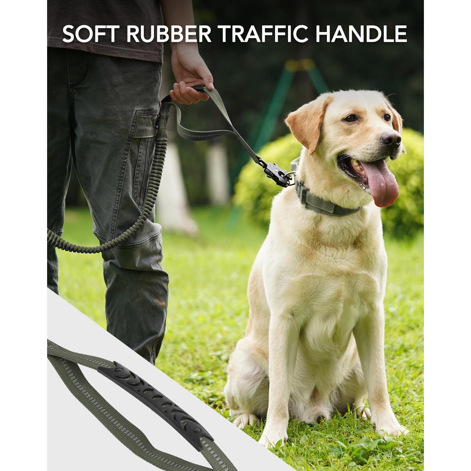 Correa Táctica para Perros Joytale 1.22-1.83m Bungee Verde Militar